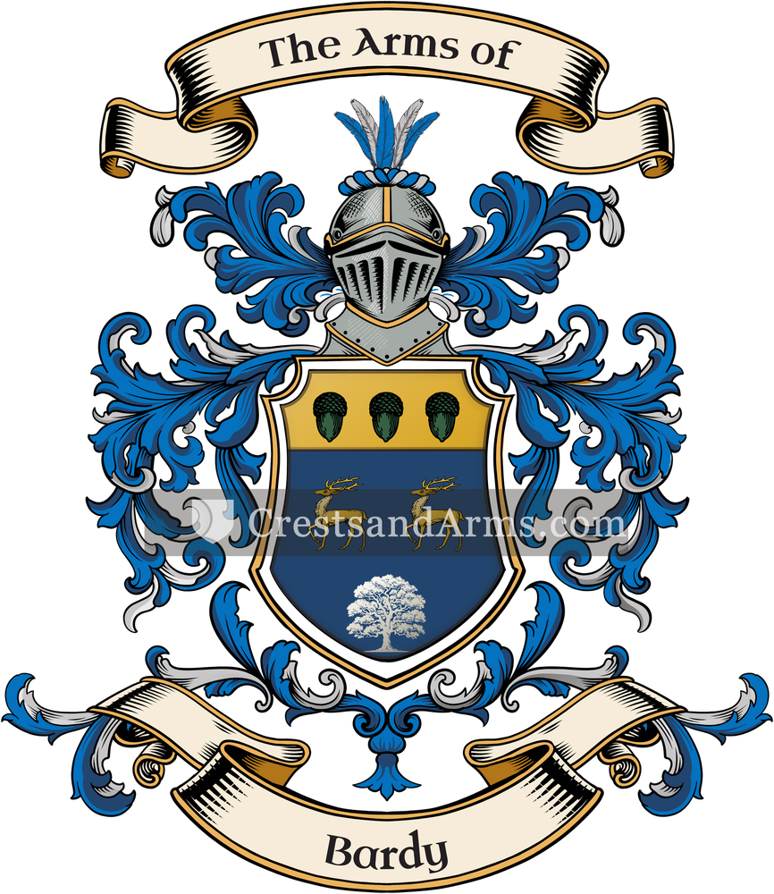 The Bardy coat of arms, drawn from the recorded blazon
