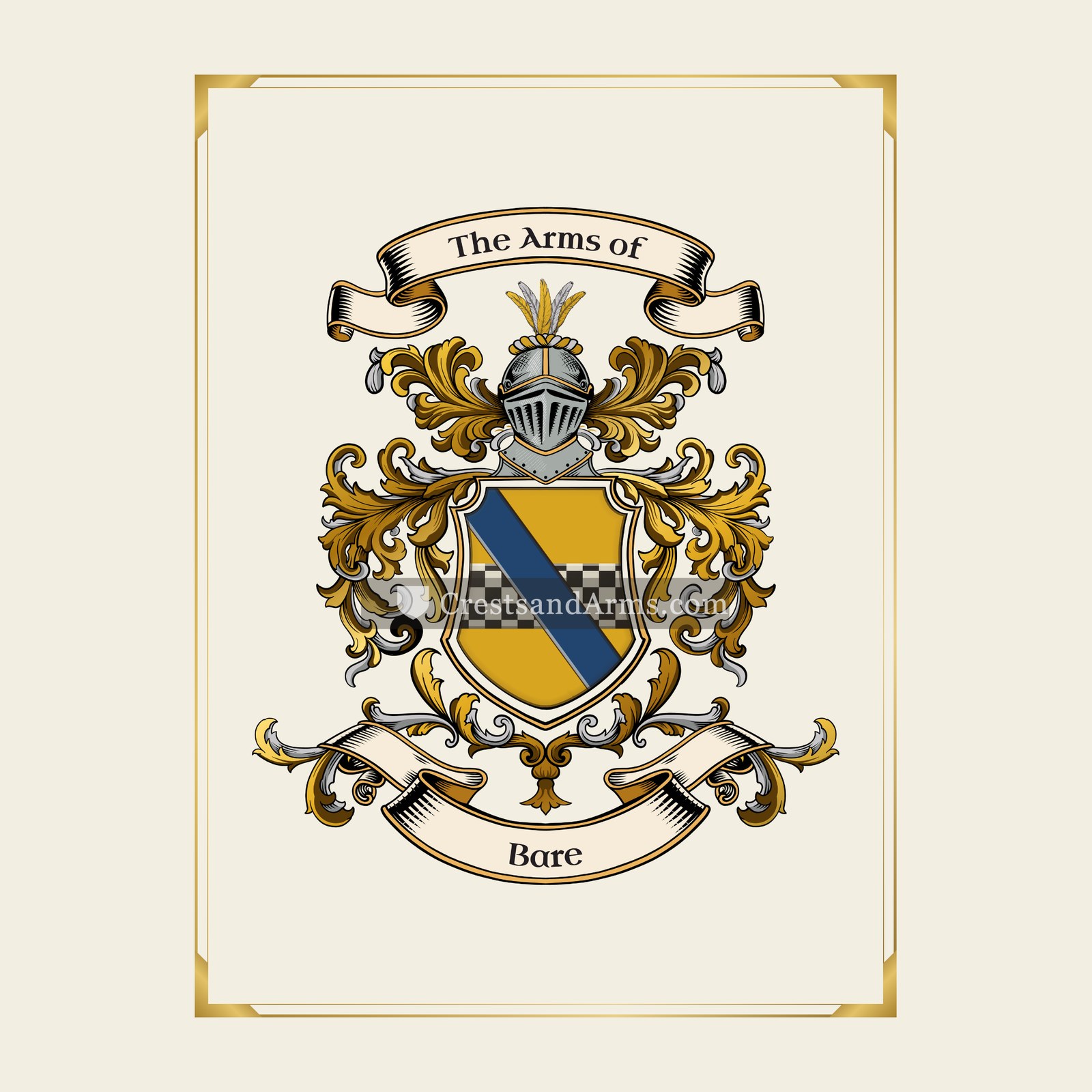 With gold border