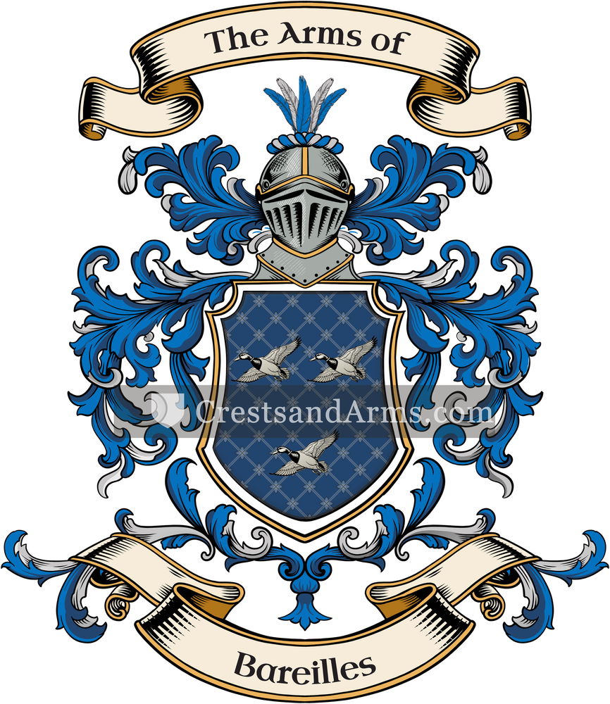 The Bareilles coat of arms, drawn from the recorded blazon