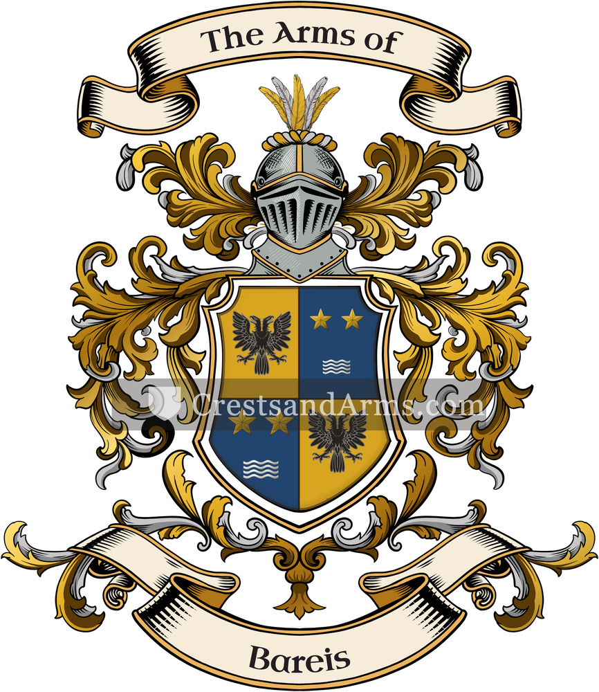 The Bareis coat of arms, drawn from the recorded blazon
