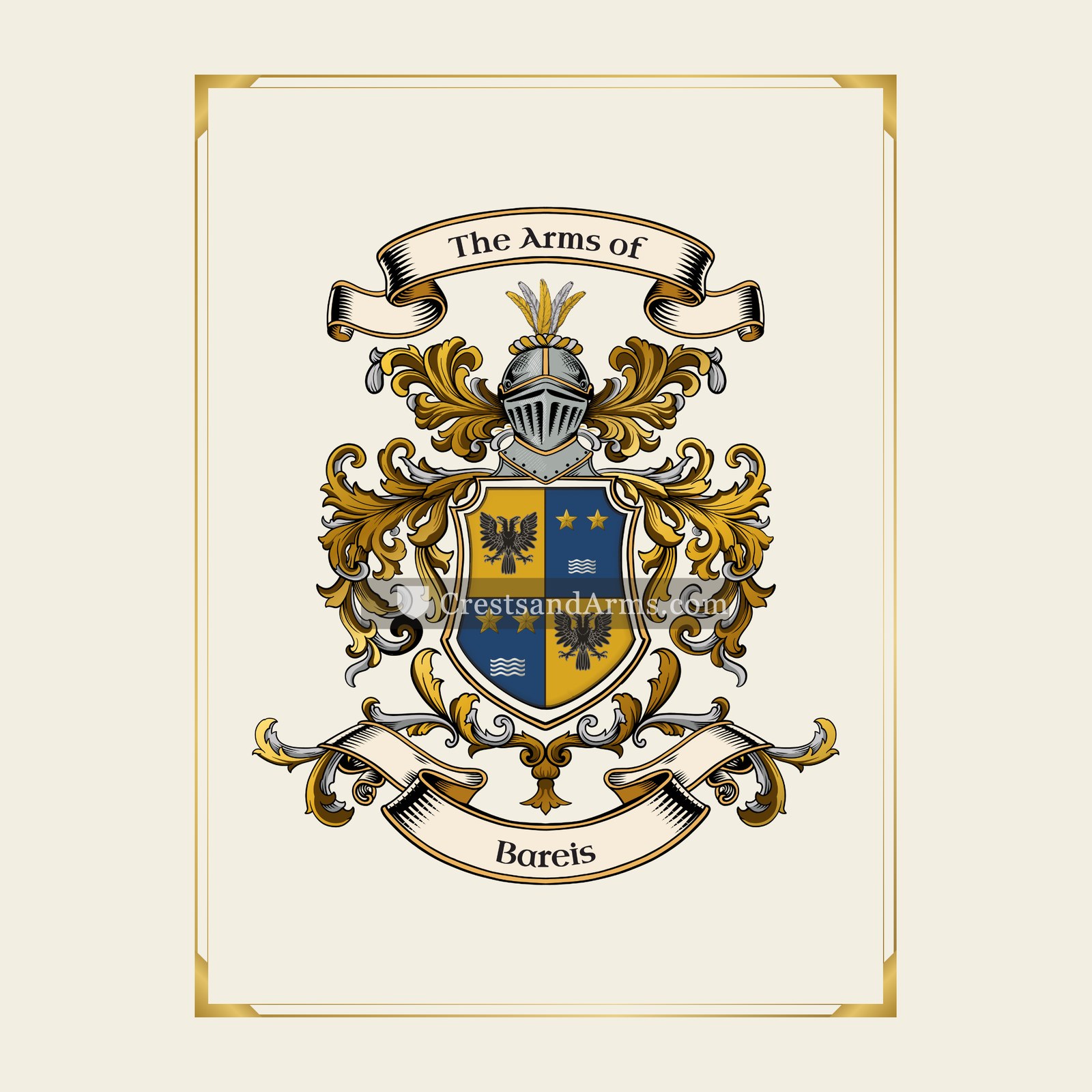 With gold border