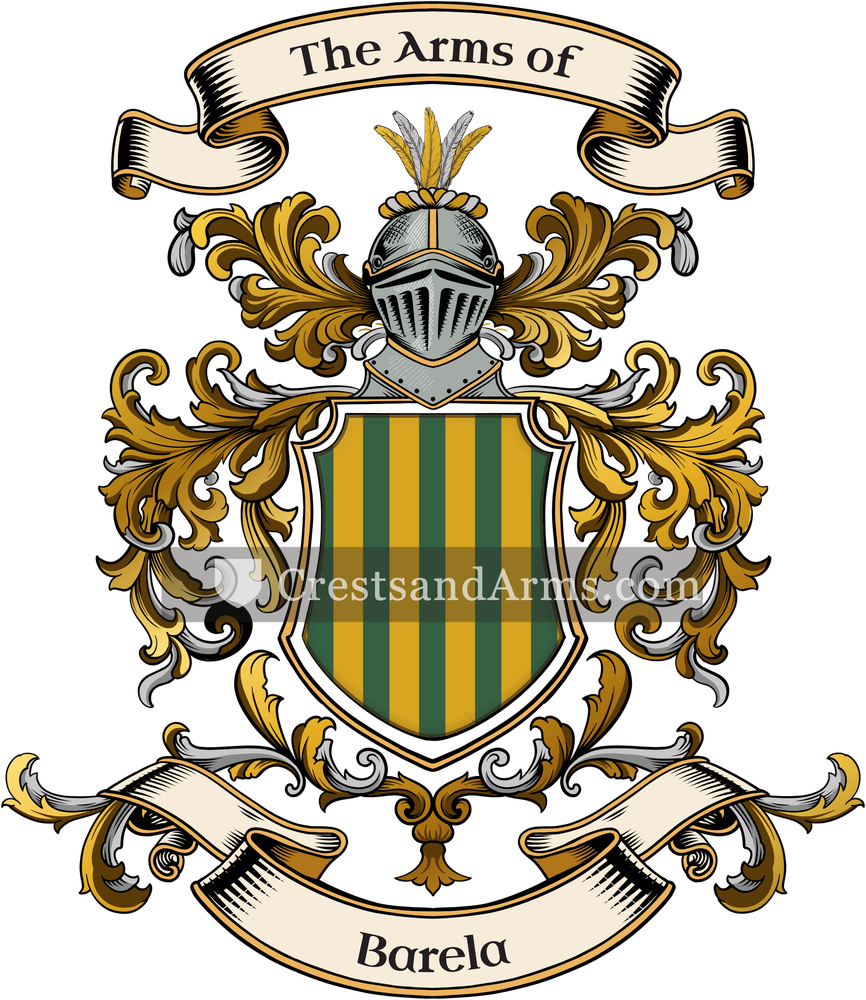 The Barela coat of arms, drawn from the recorded blazon