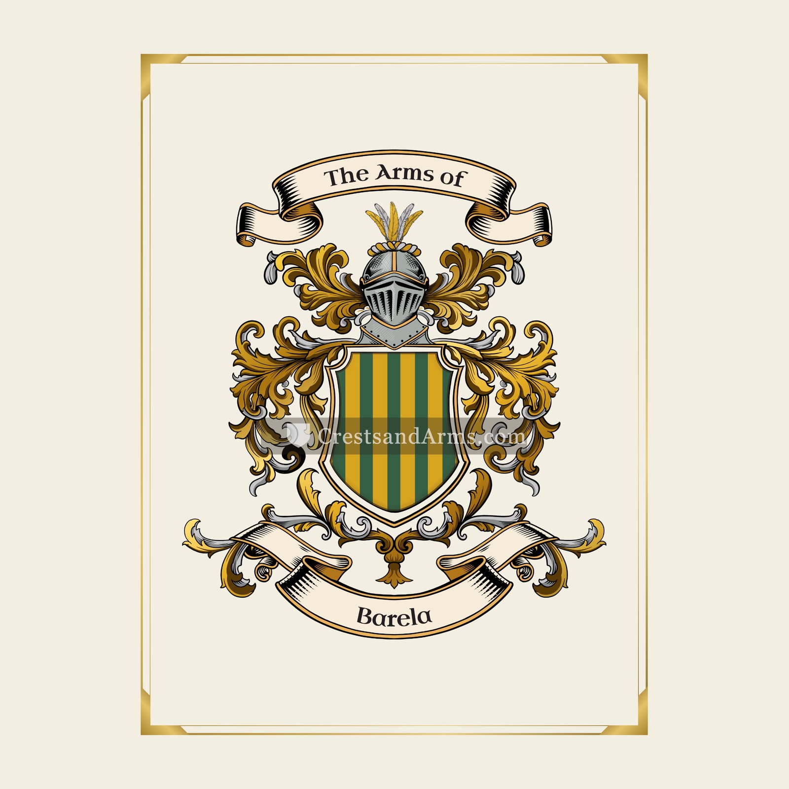 With gold border