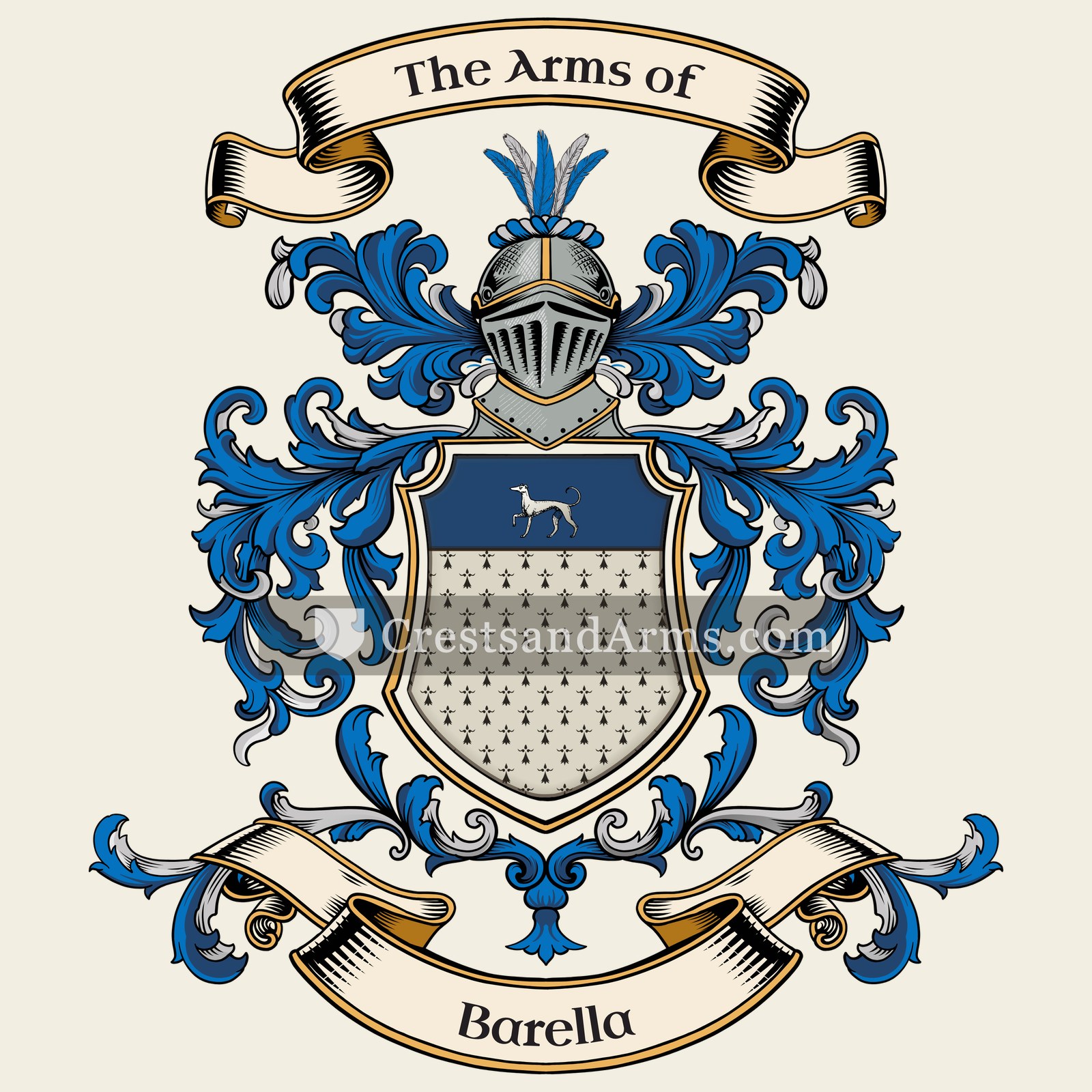 The Barella coat of arms, drawn from the recorded blazon