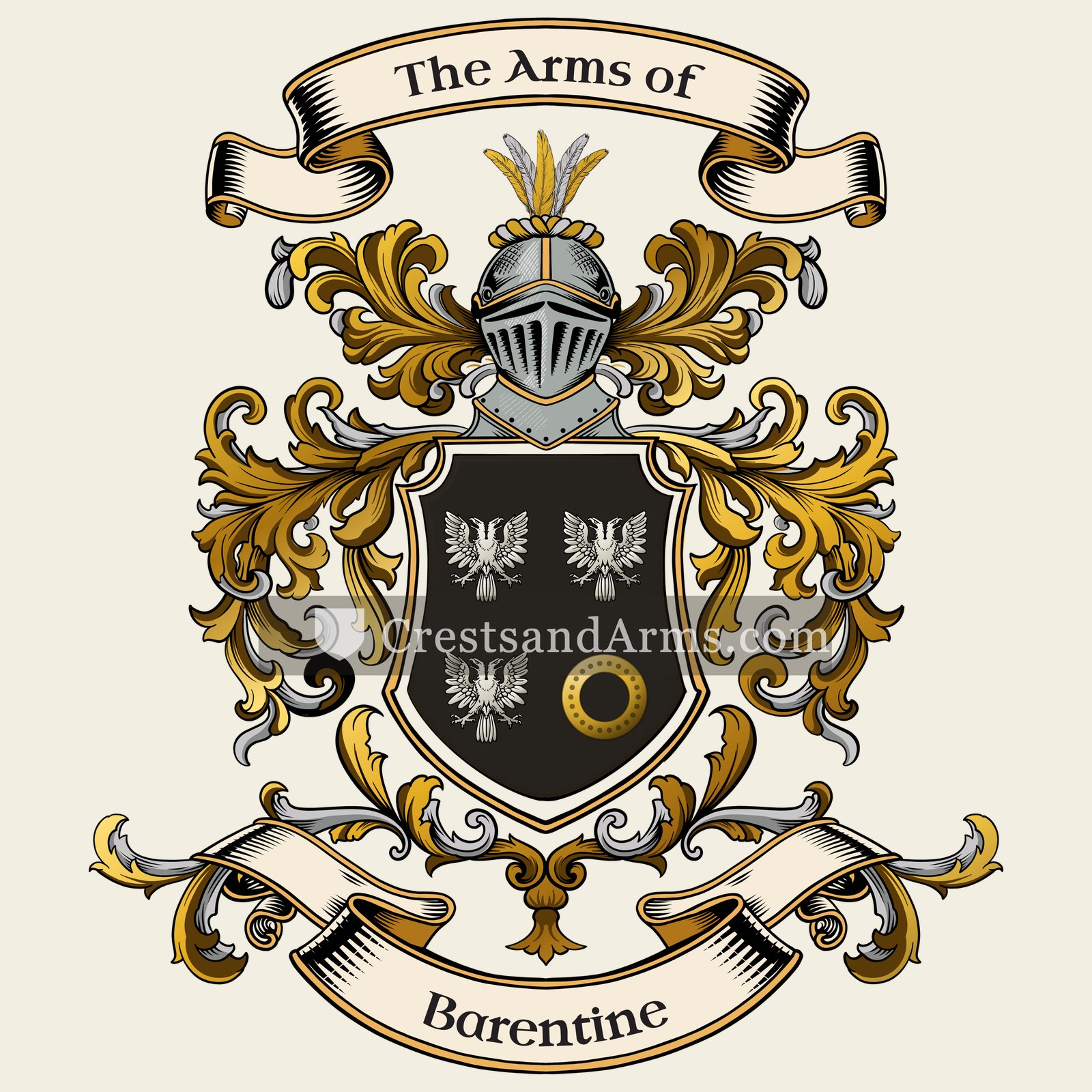 The Barentine coat of arms, drawn from the recorded blazon