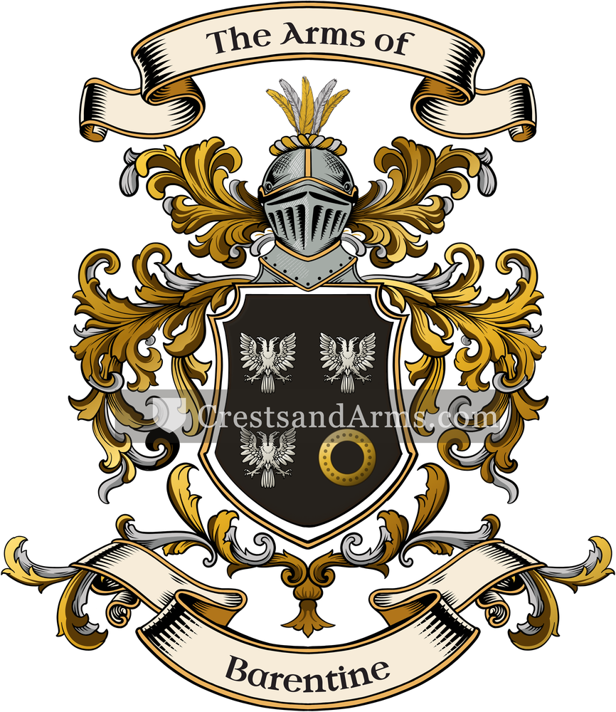 The Barentine coat of arms, drawn from the recorded blazon