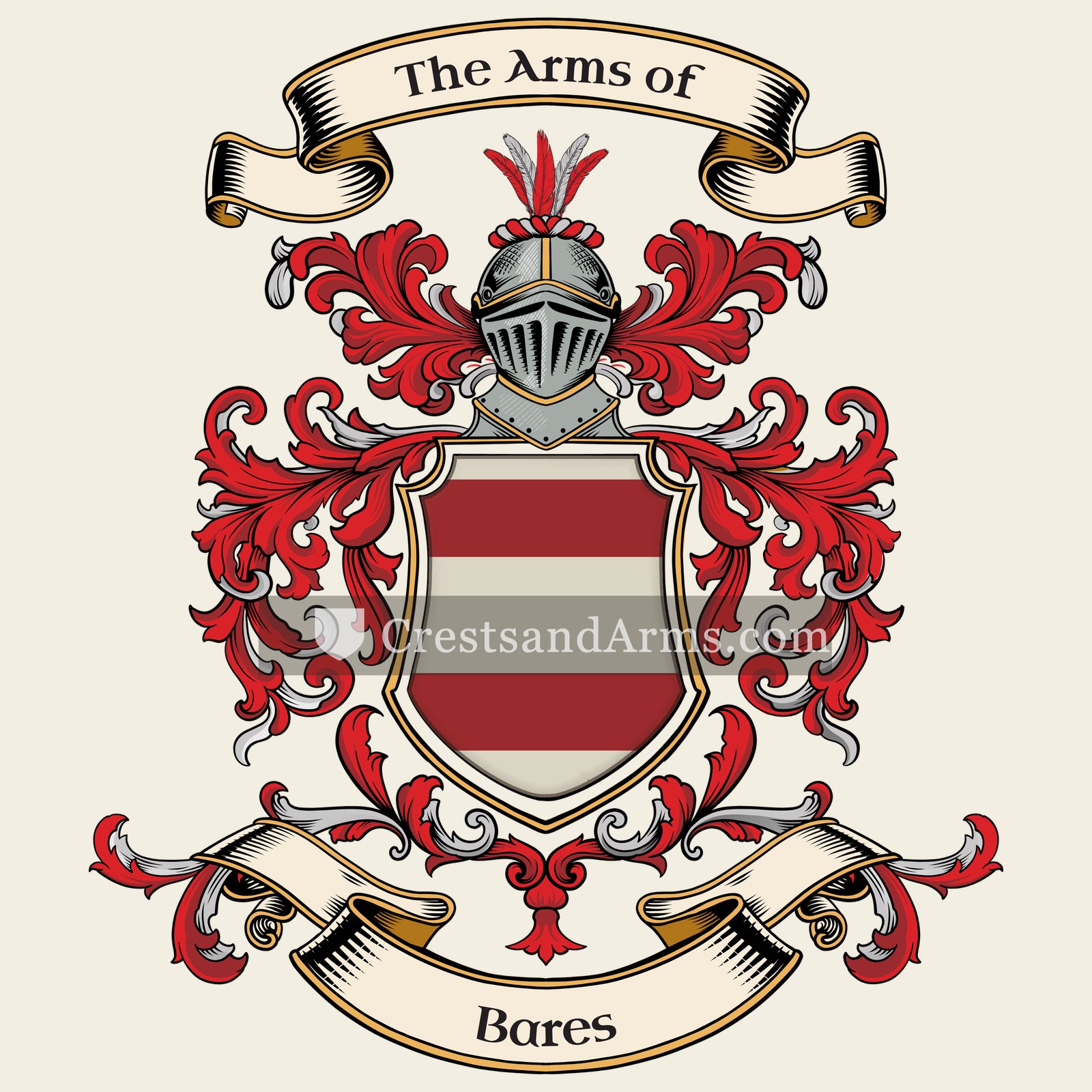The Bares coat of arms, drawn from the recorded blazon
