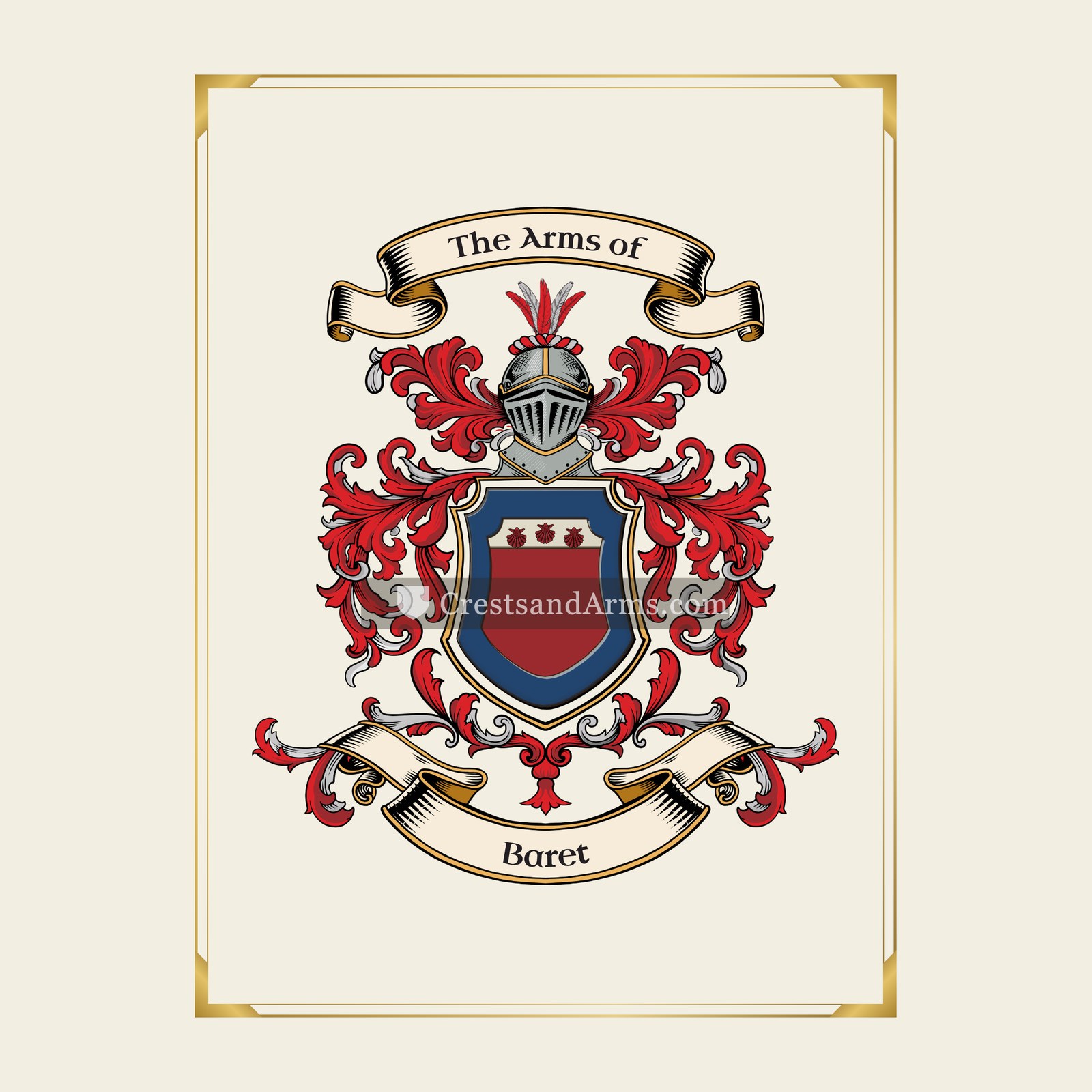 With gold border