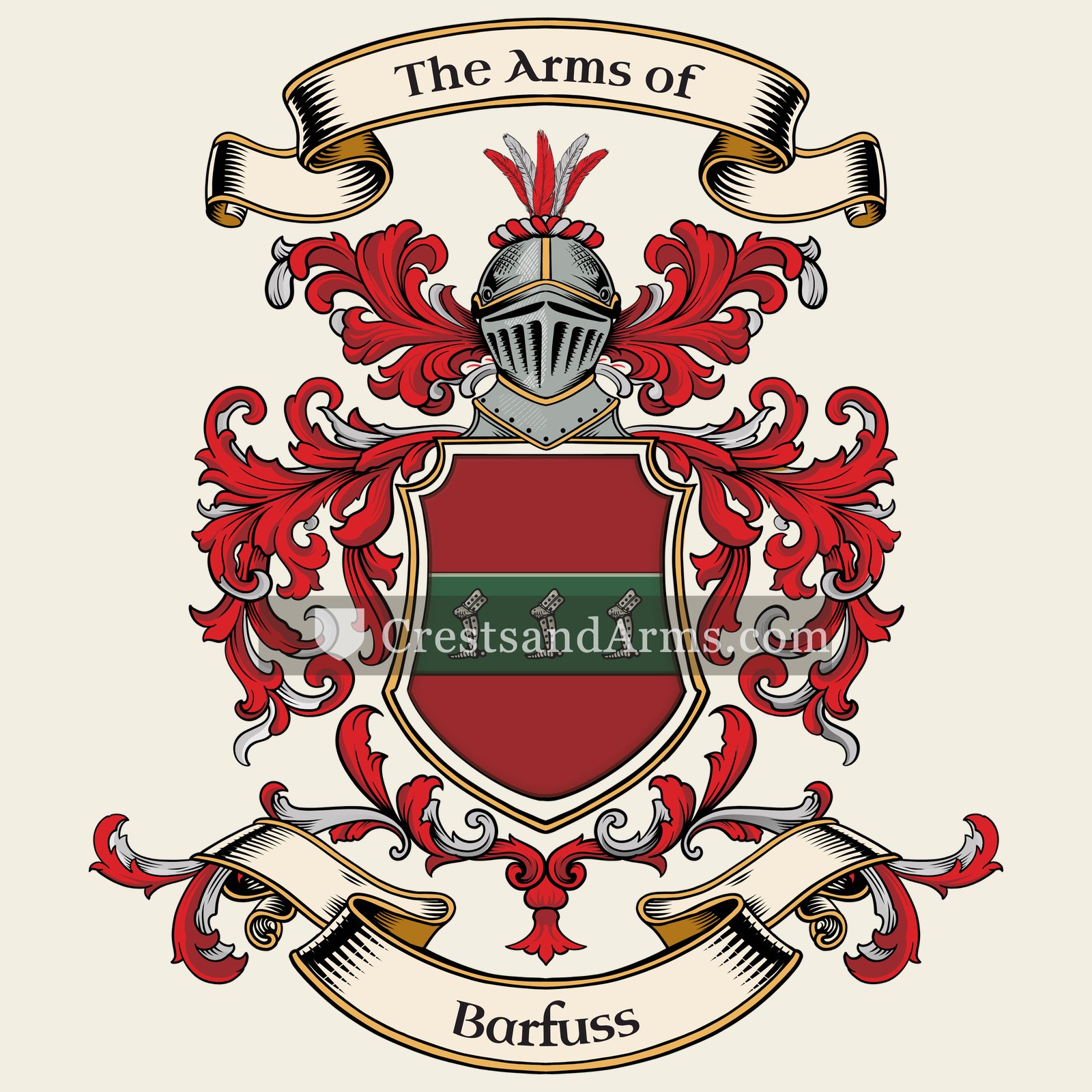 The Barfuss coat of arms, drawn from the recorded blazon