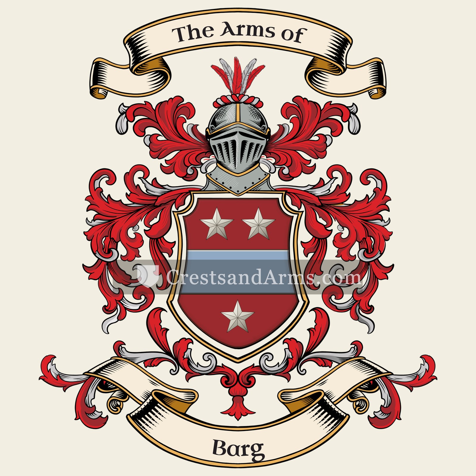 The Barg coat of arms, drawn from the recorded blazon