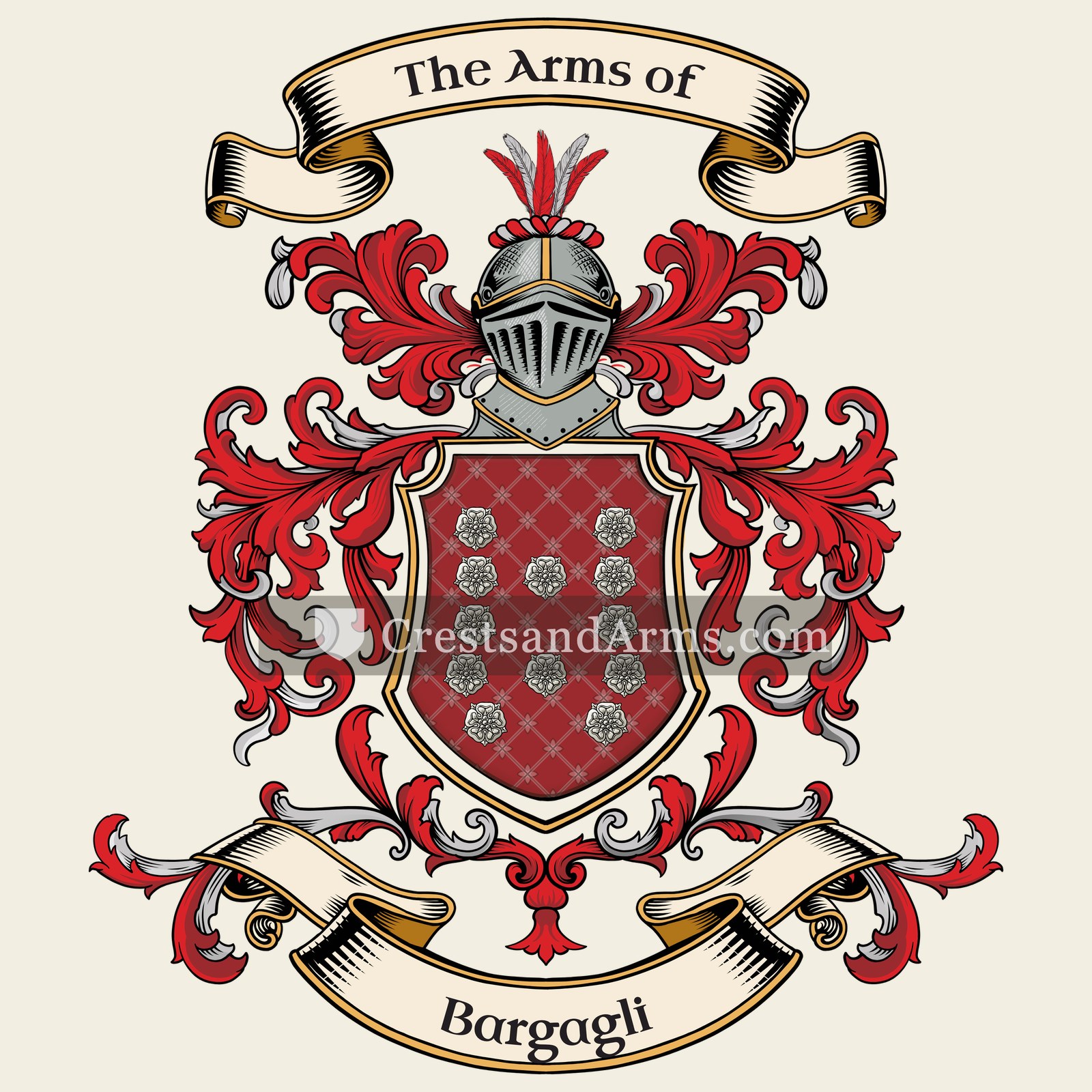 The Bargagli coat of arms, drawn from the recorded blazon