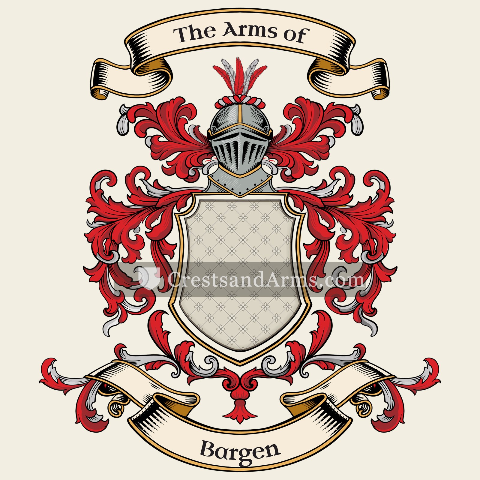 The Bargen coat of arms, drawn from the recorded blazon