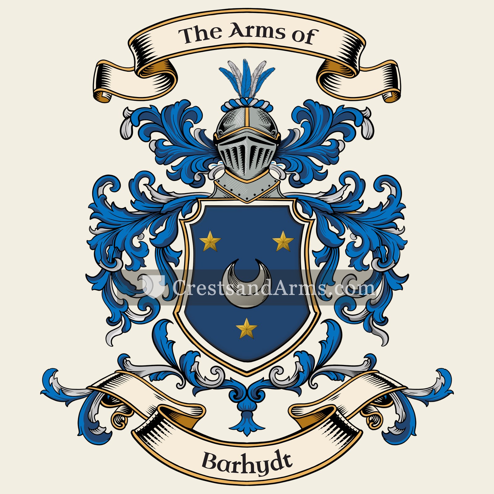 The Barhydt coat of arms, drawn from the recorded blazon
