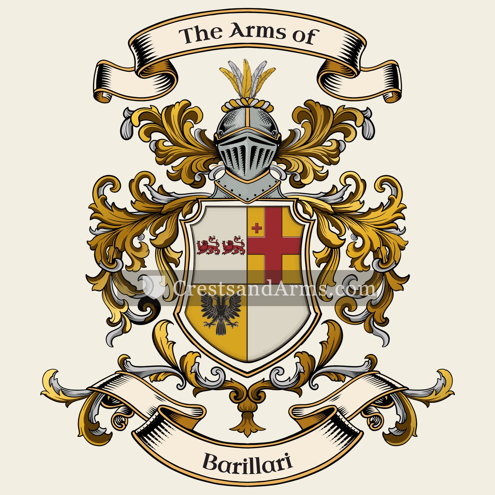 The Barillari coat of arms, drawn from the recorded blazon