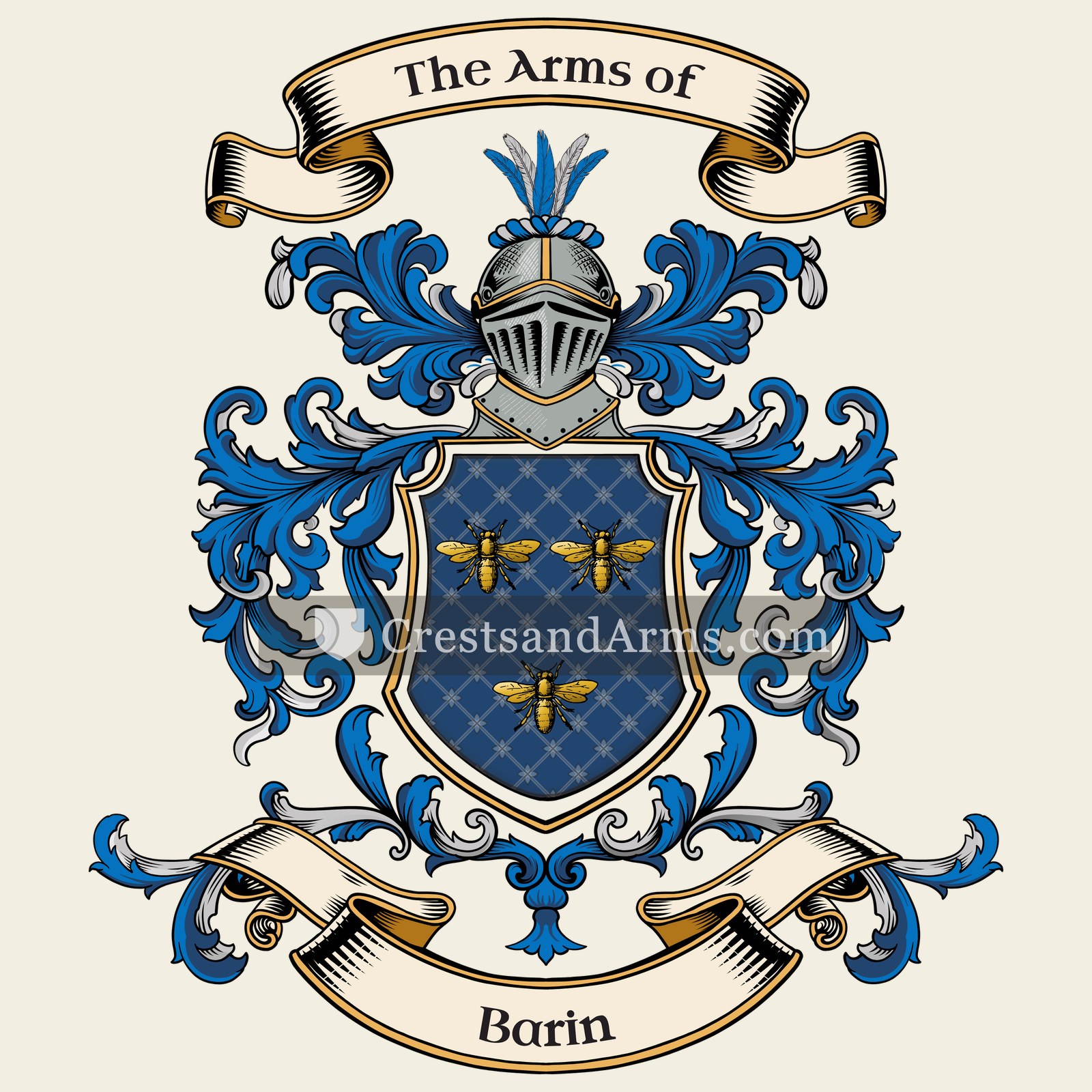 The Barin coat of arms, drawn from the recorded blazon