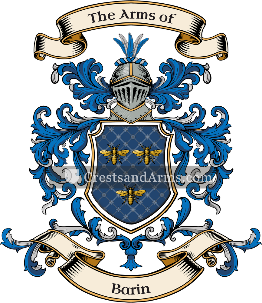 The Barin coat of arms, drawn from the recorded blazon