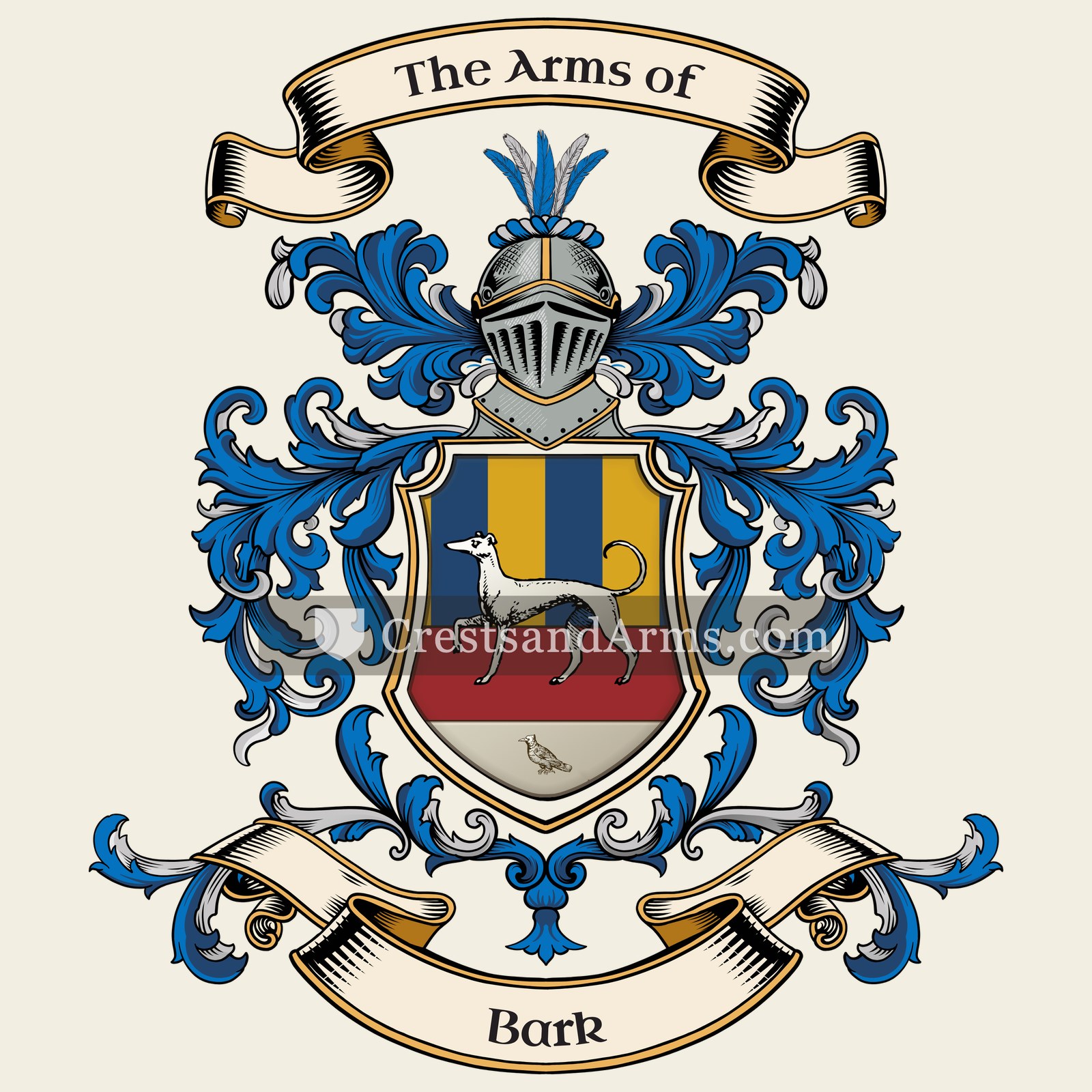 The Bark coat of arms, drawn from the recorded blazon