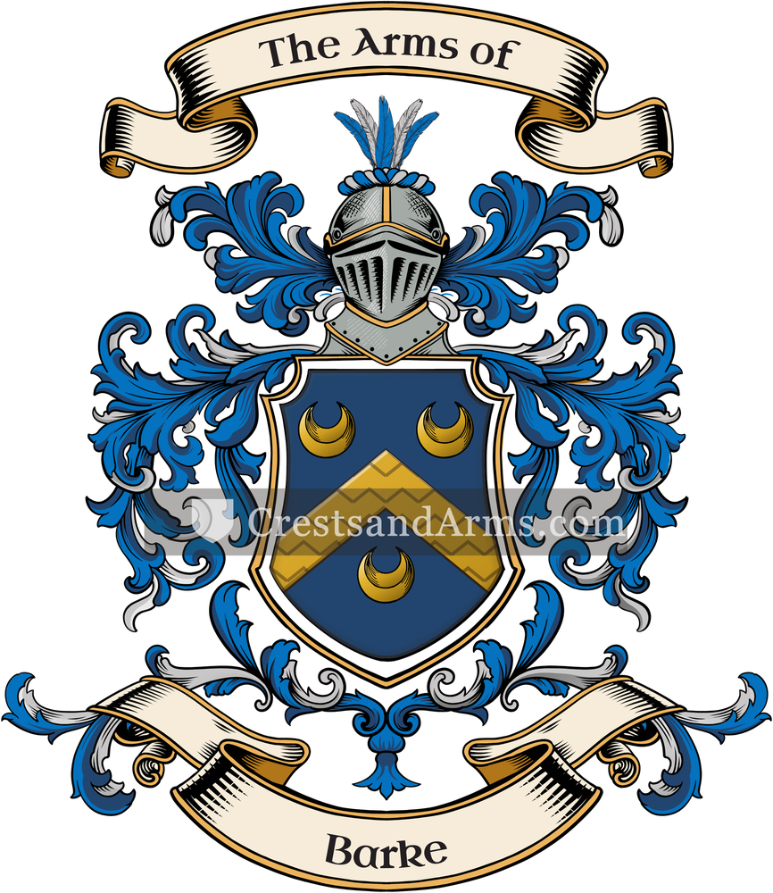 The Barke coat of arms, drawn from the recorded blazon