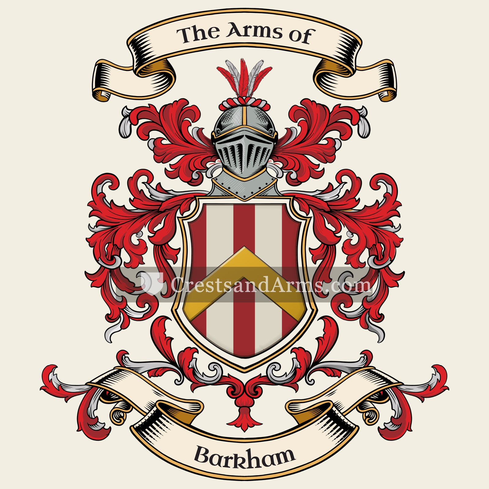 The Barkham coat of arms, drawn from the recorded blazon