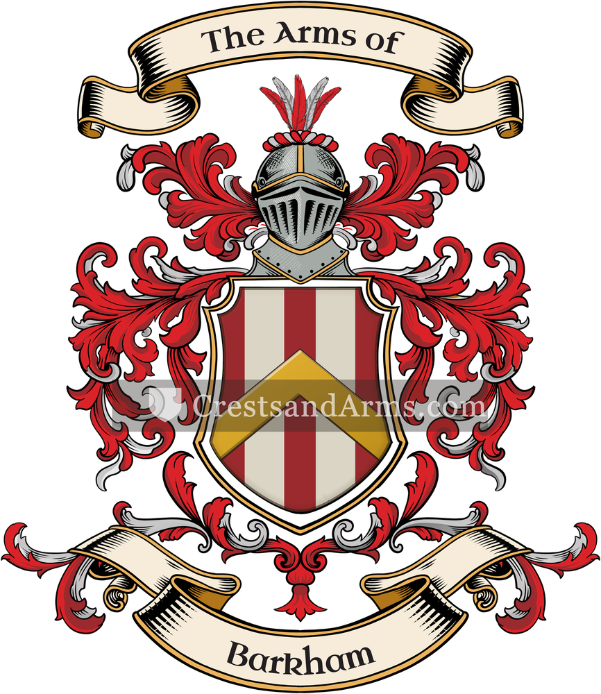 The Barkham coat of arms, drawn from the recorded blazon