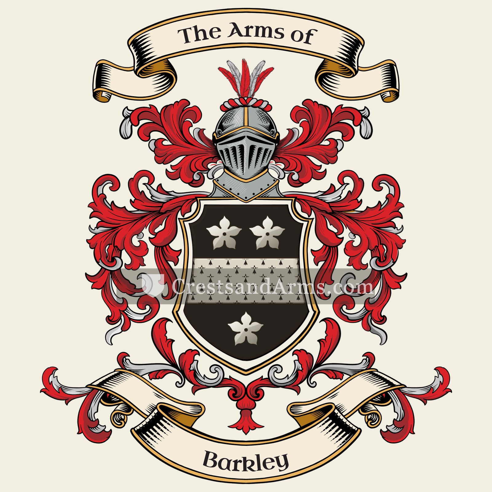 The Barkley coat of arms, drawn from the recorded blazon