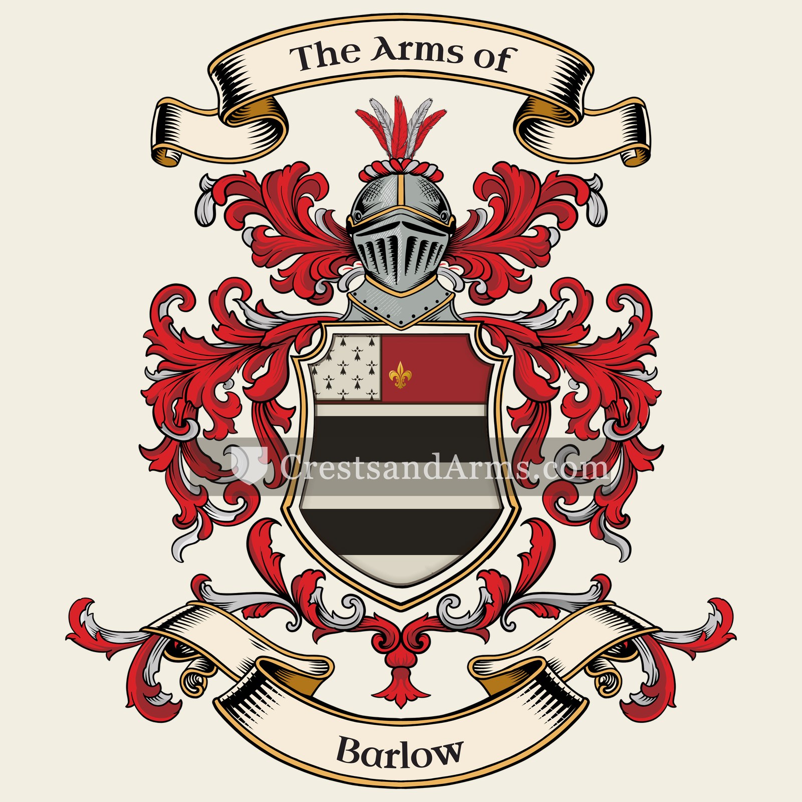The Barlow coat of arms, drawn from the recorded blazon