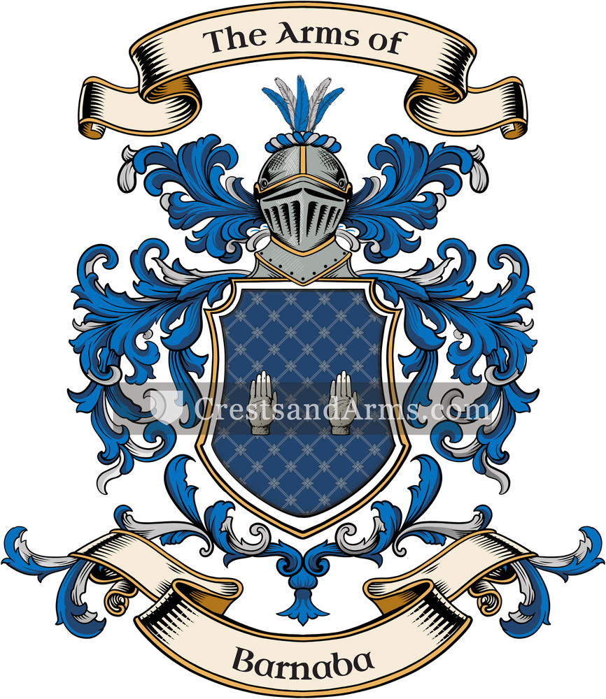 The Barnaba coat of arms, drawn from the recorded blazon
