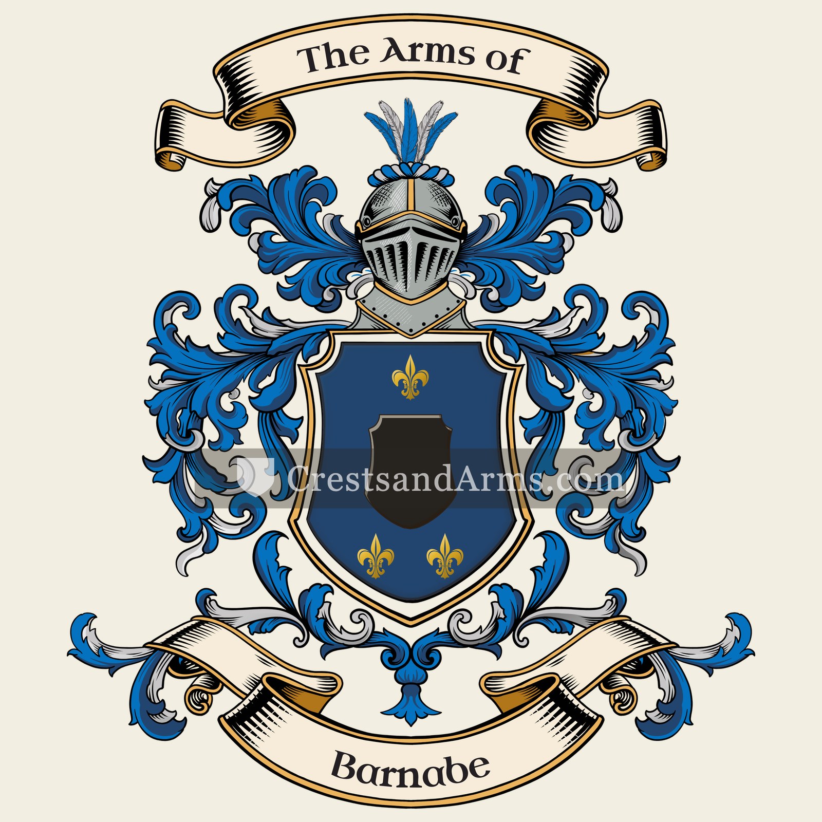 The Barnabe coat of arms, drawn from the recorded blazon