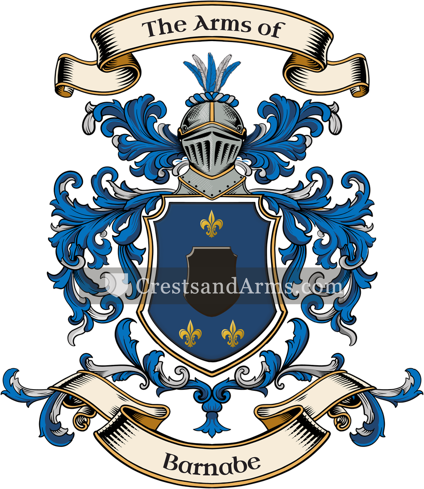 The Barnabe coat of arms, drawn from the recorded blazon