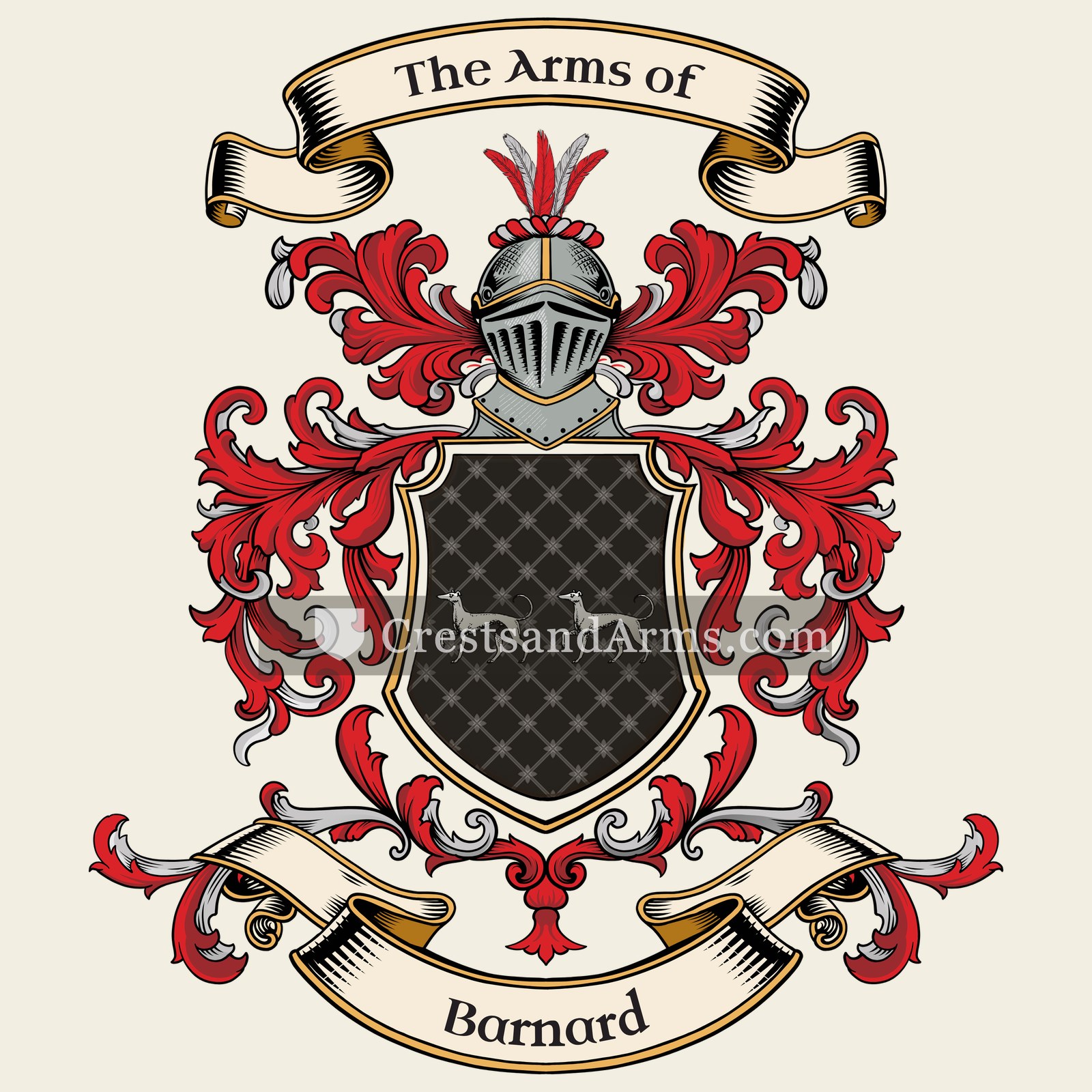 The Barnard coat of arms, drawn from the recorded blazon
