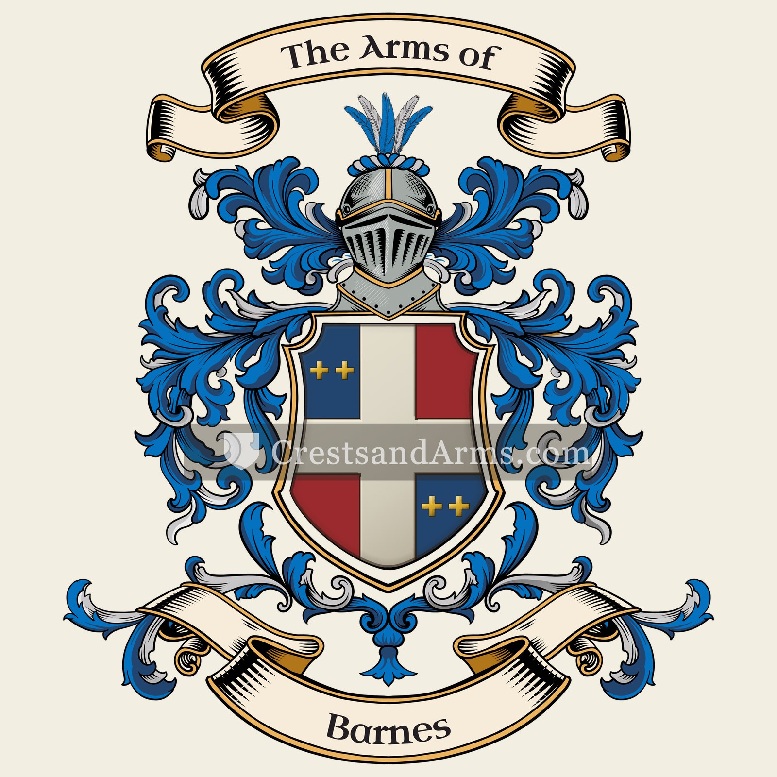 The Barnes coat of arms, drawn from the recorded blazon