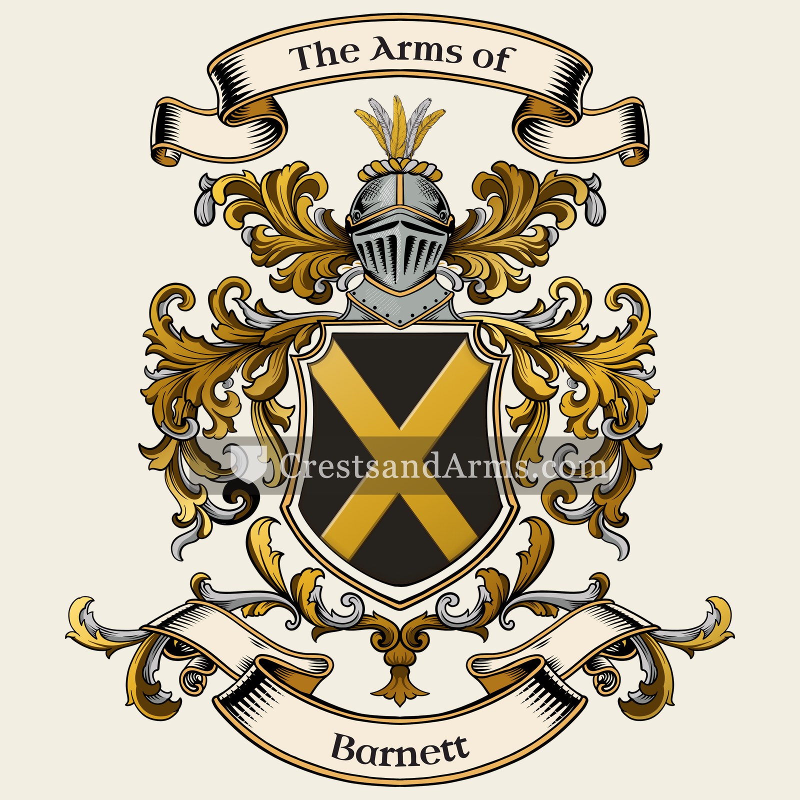 The Barnett coat of arms, drawn from the recorded blazon