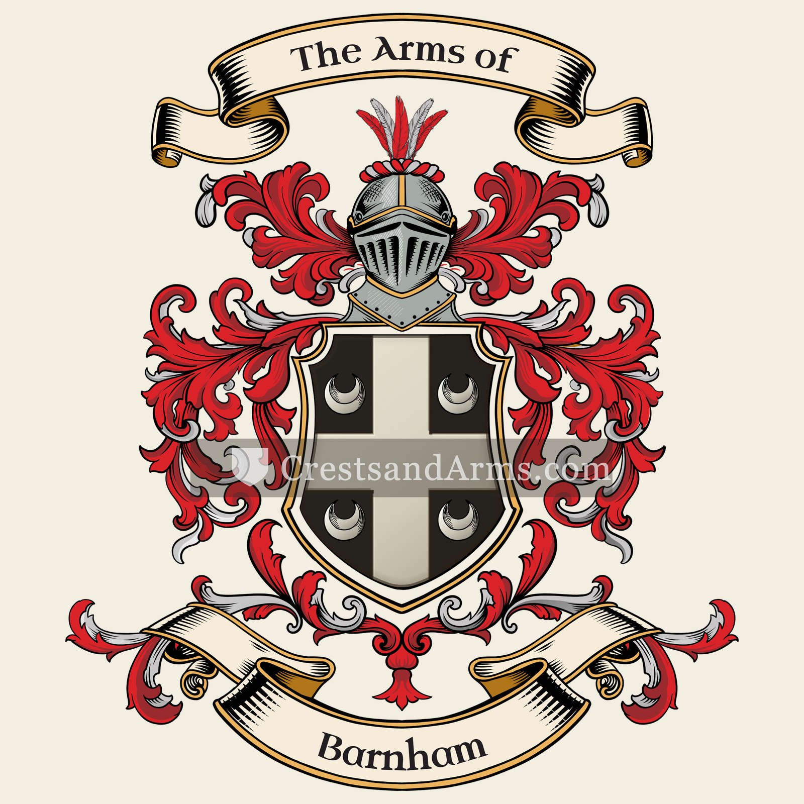 The Barnham coat of arms, drawn from the recorded blazon