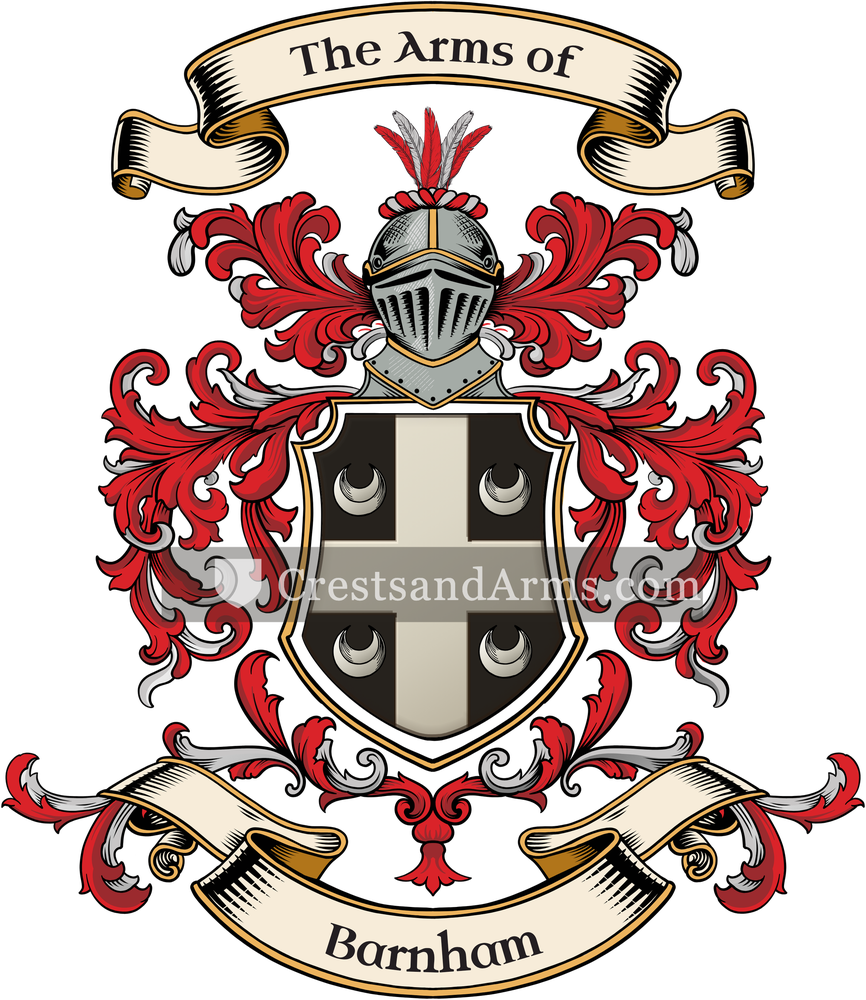 The Barnham coat of arms, drawn from the recorded blazon