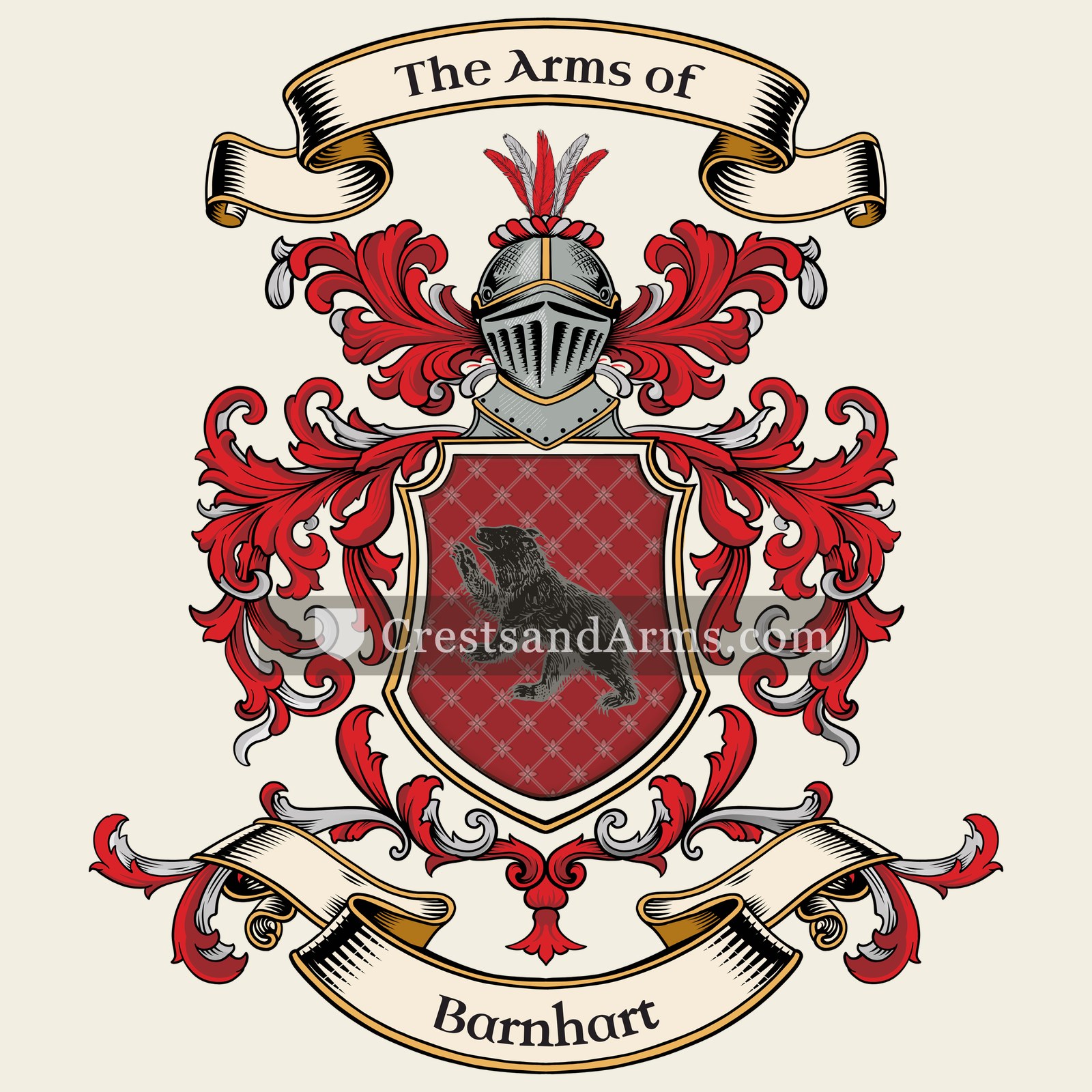 The Barnhart coat of arms, drawn from the recorded blazon