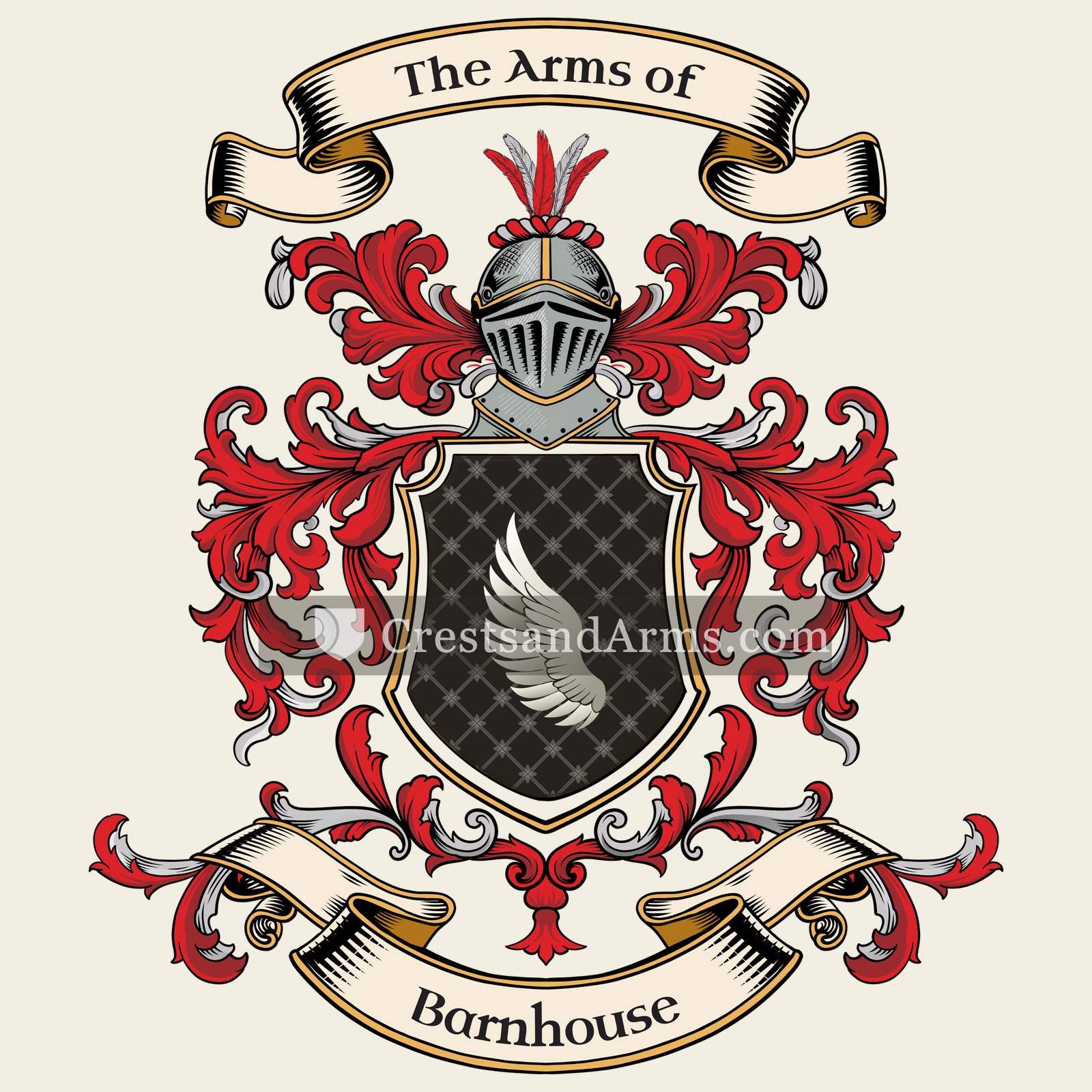 The Barnhouse coat of arms, drawn from the recorded blazon