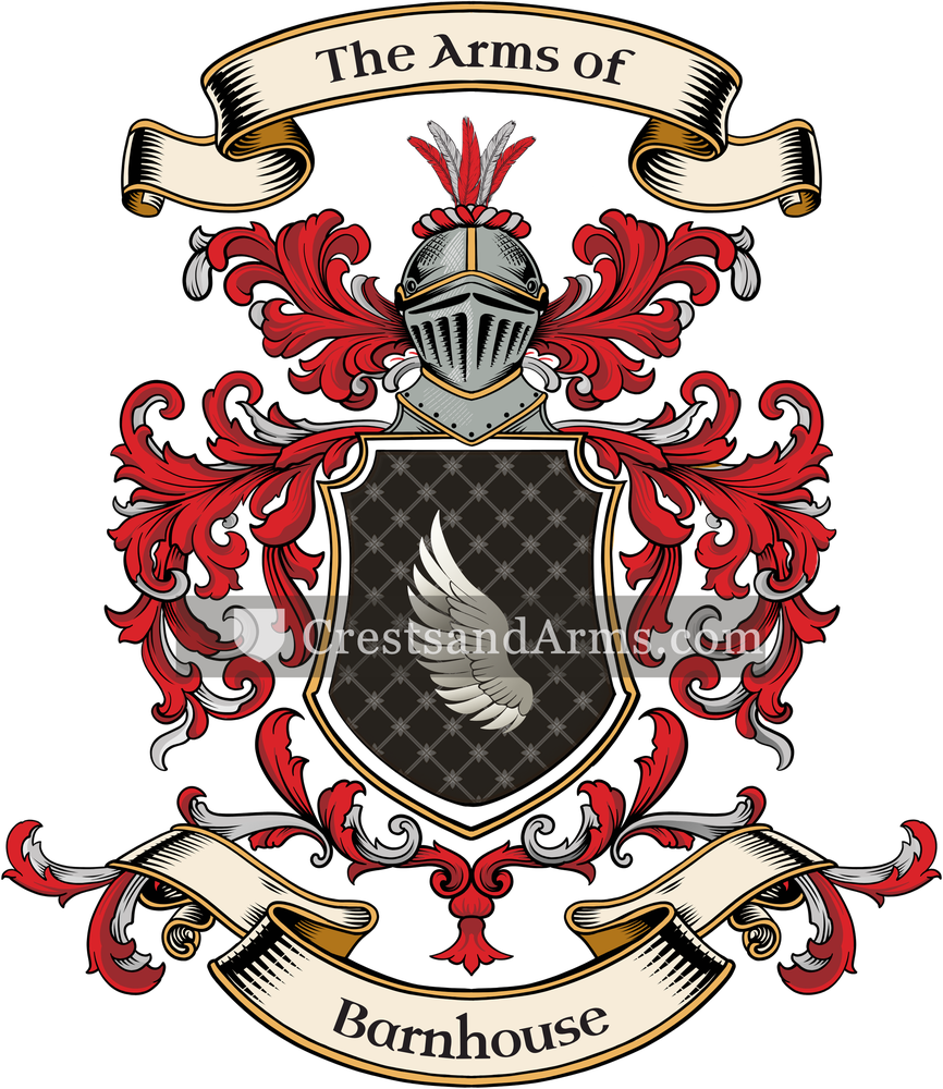 The Barnhouse coat of arms, drawn from the recorded blazon