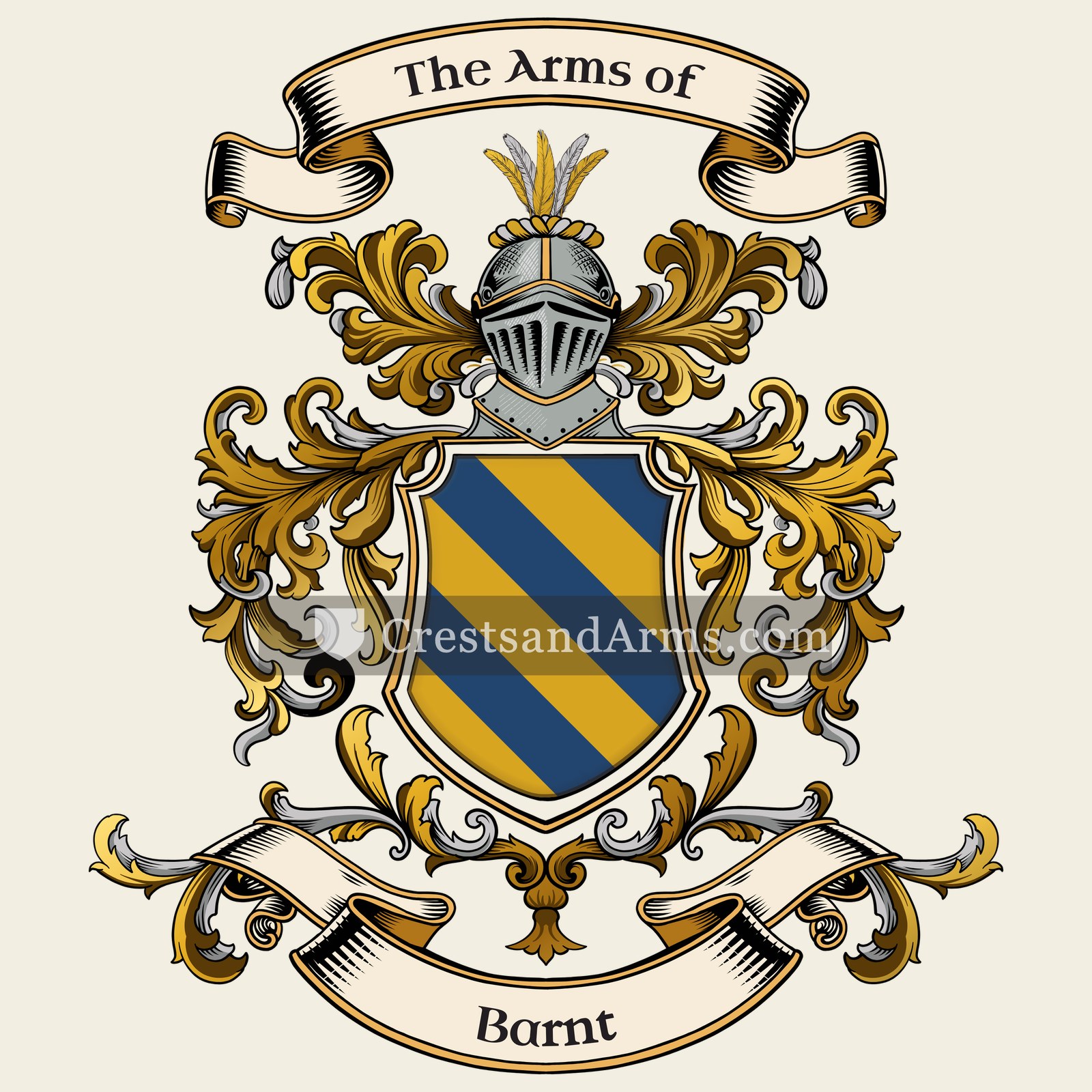 The Barnt coat of arms, drawn from the recorded blazon