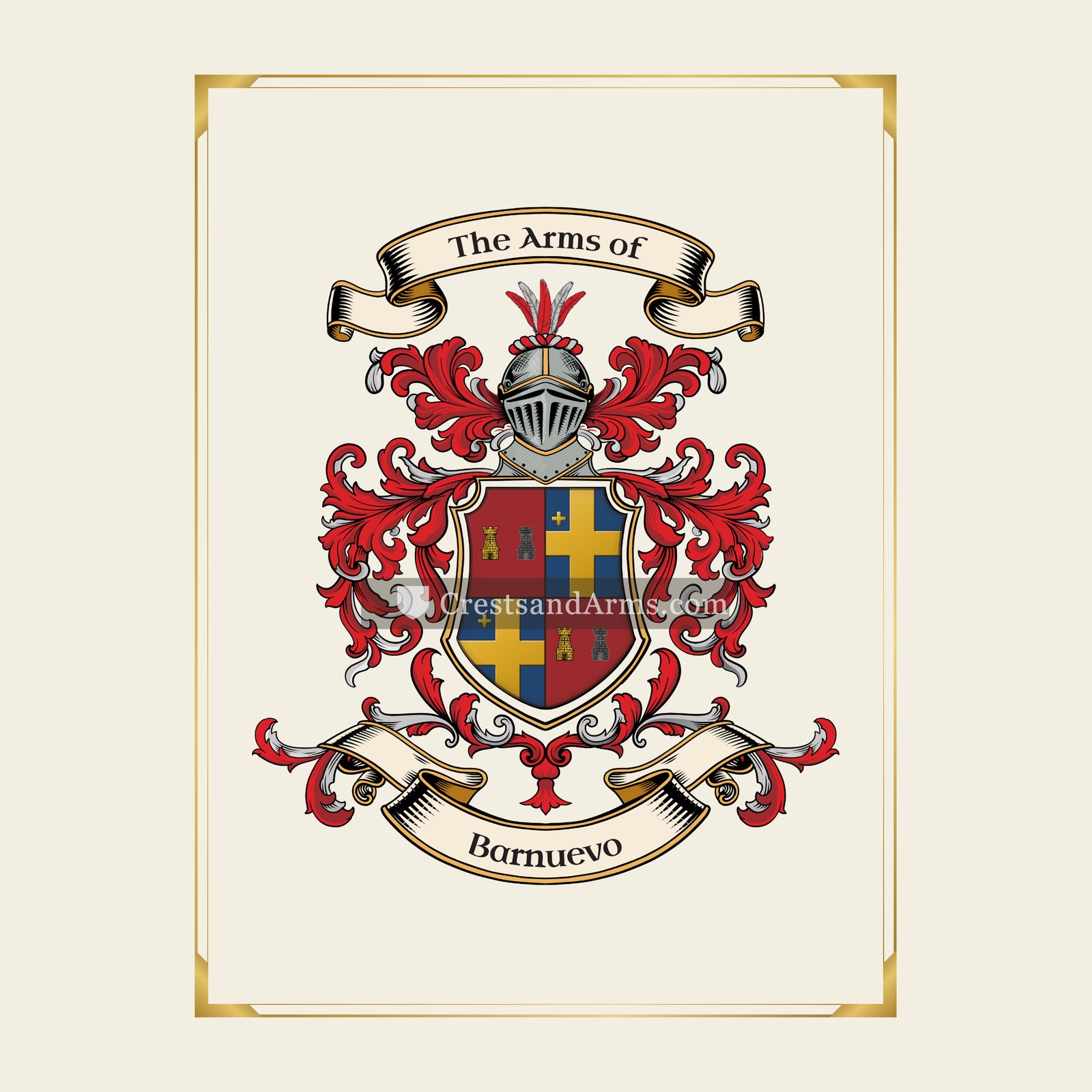With gold border