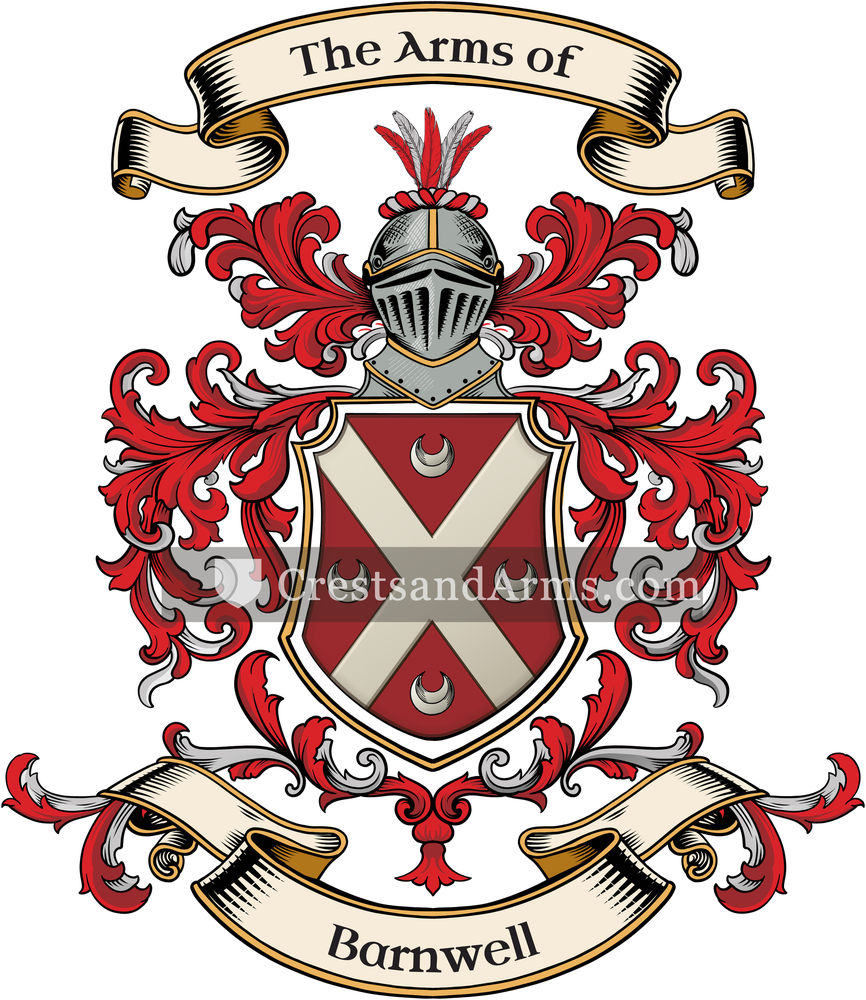 The Barnwell coat of arms, drawn from the recorded blazon