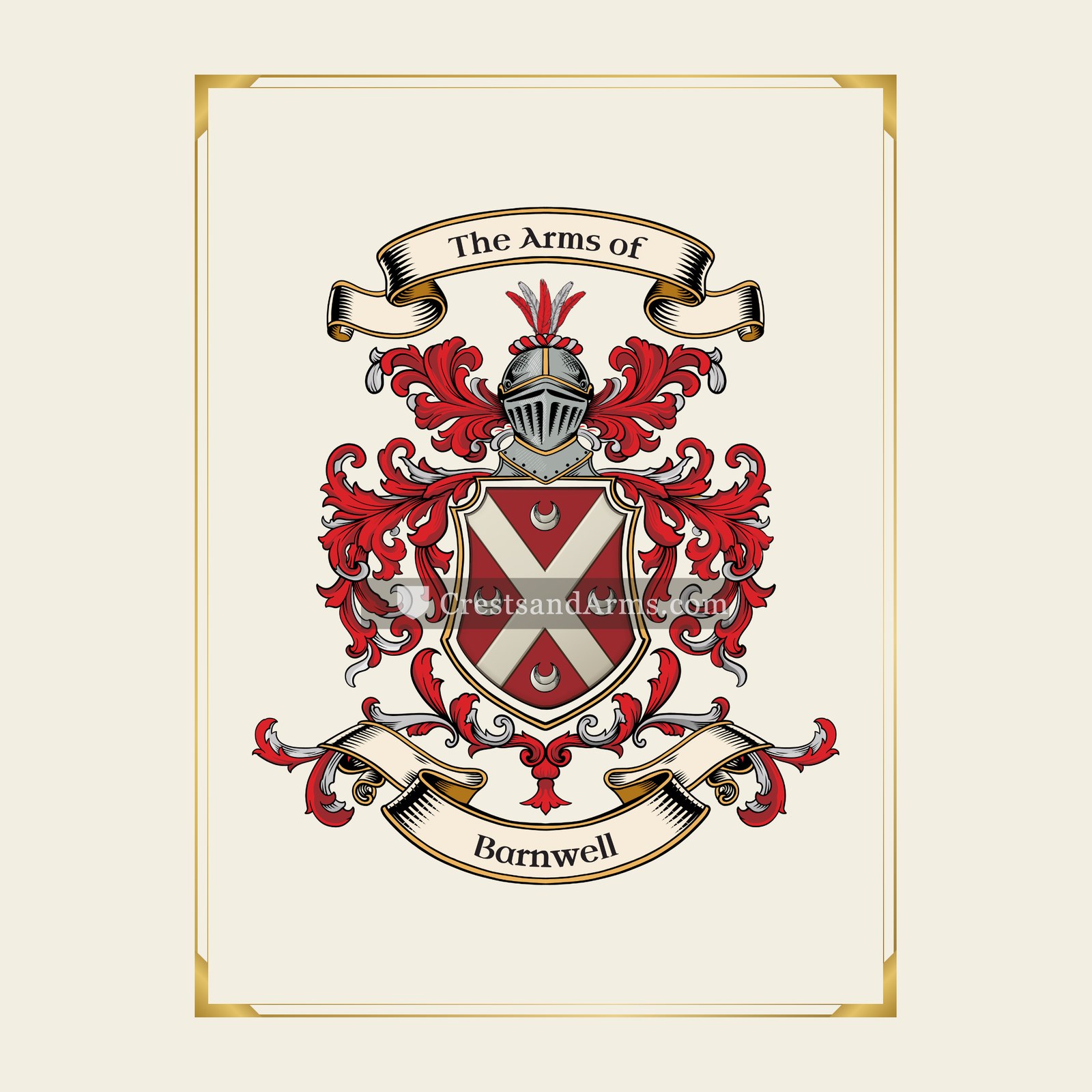 With gold border
