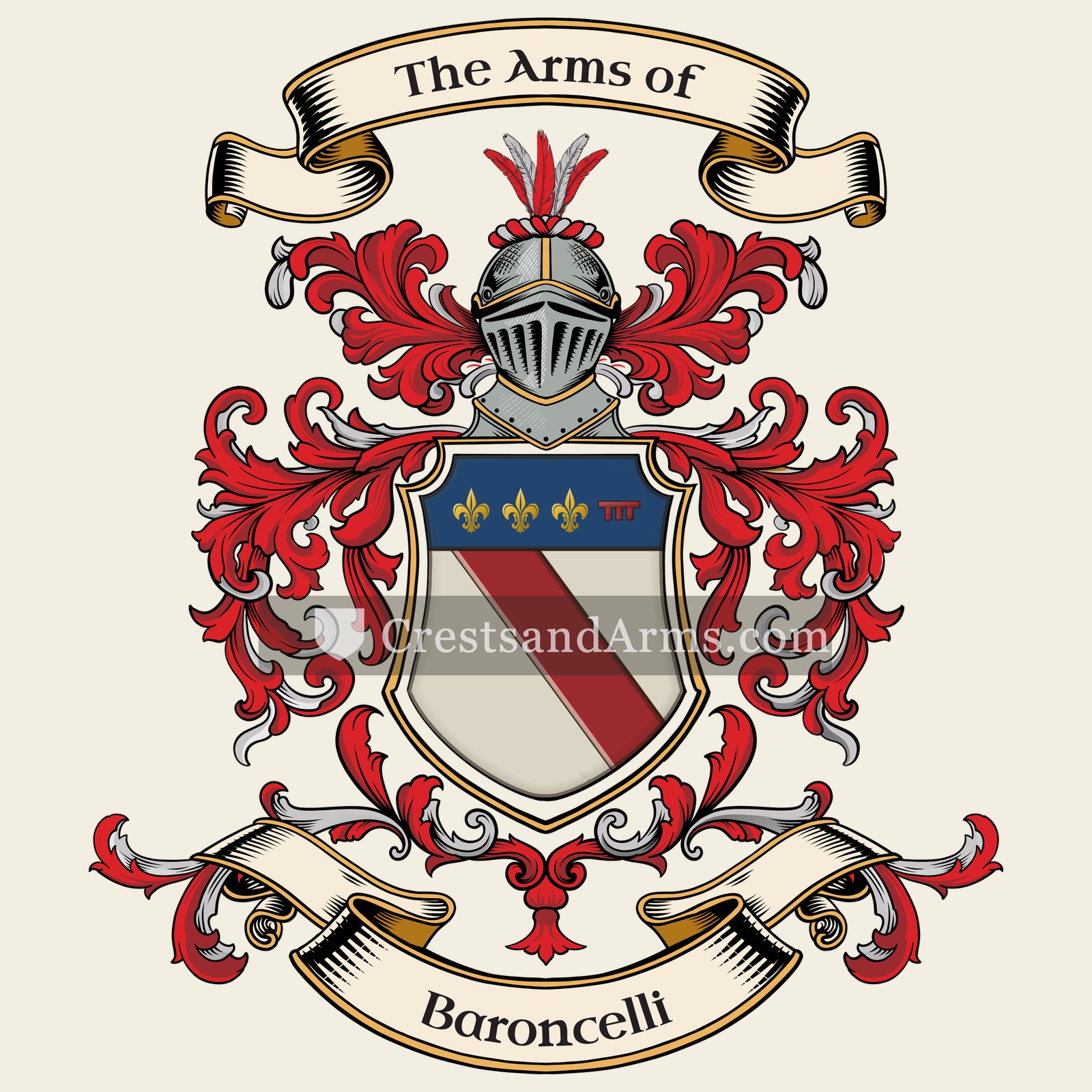 The Baroncelli coat of arms, drawn from the recorded blazon