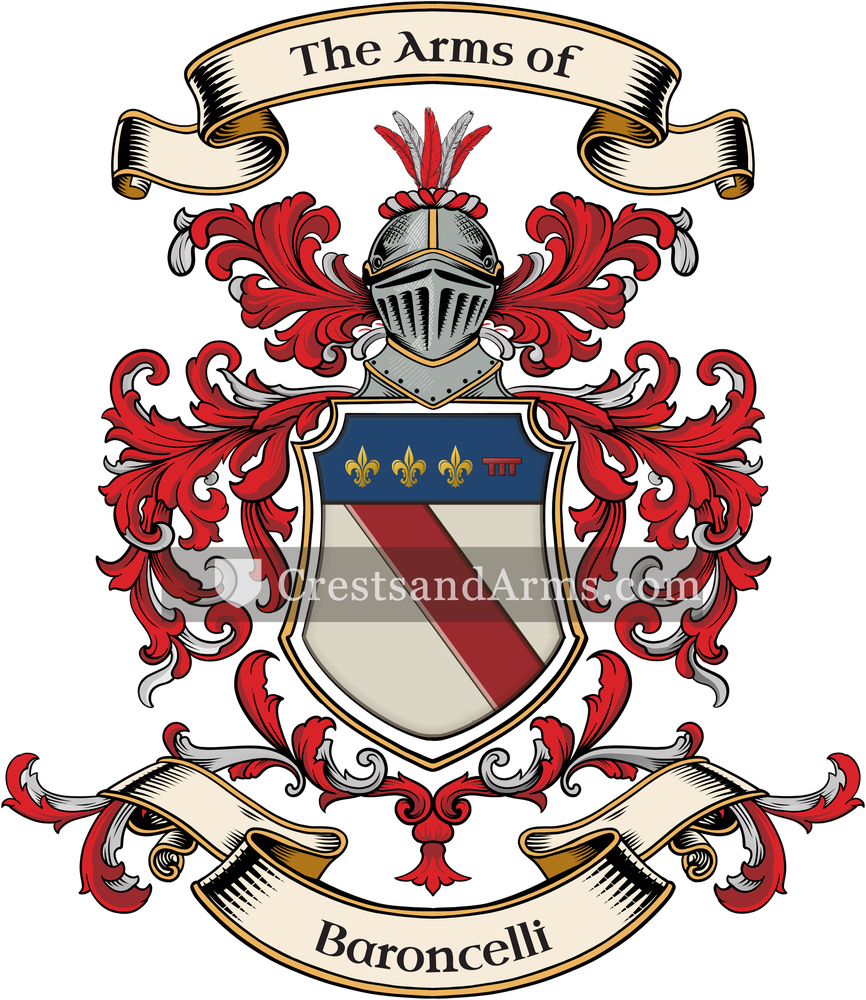 The Baroncelli coat of arms, drawn from the recorded blazon