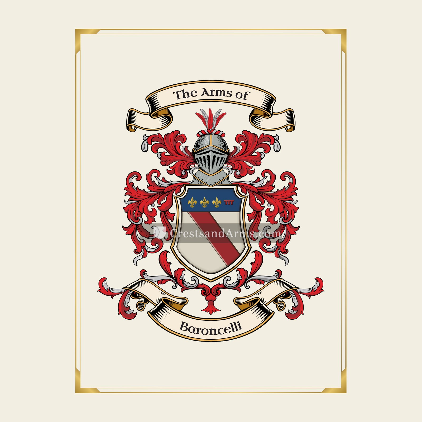 With gold border