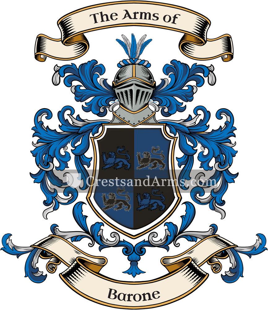 The Barone coat of arms, drawn from the recorded blazon