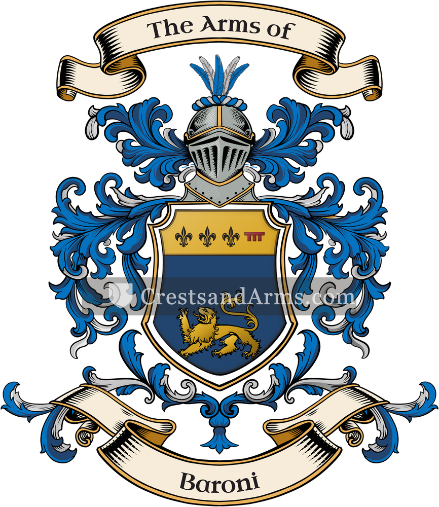 The Baroni coat of arms, drawn from the recorded blazon