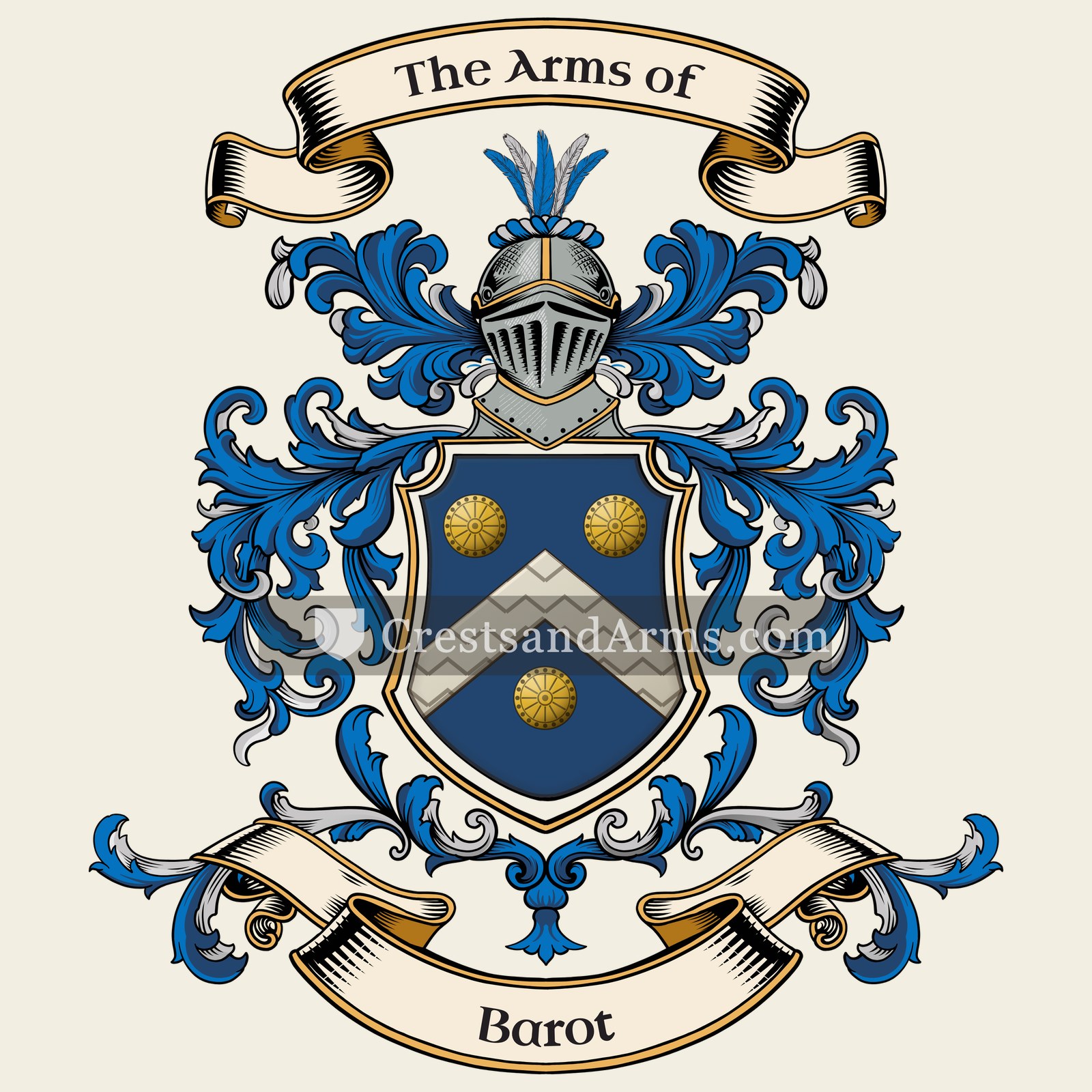 The Barot coat of arms, drawn from the recorded blazon