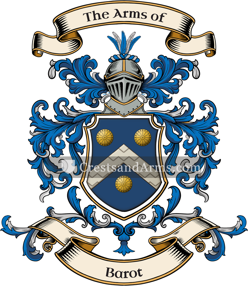 The Barot coat of arms, drawn from the recorded blazon