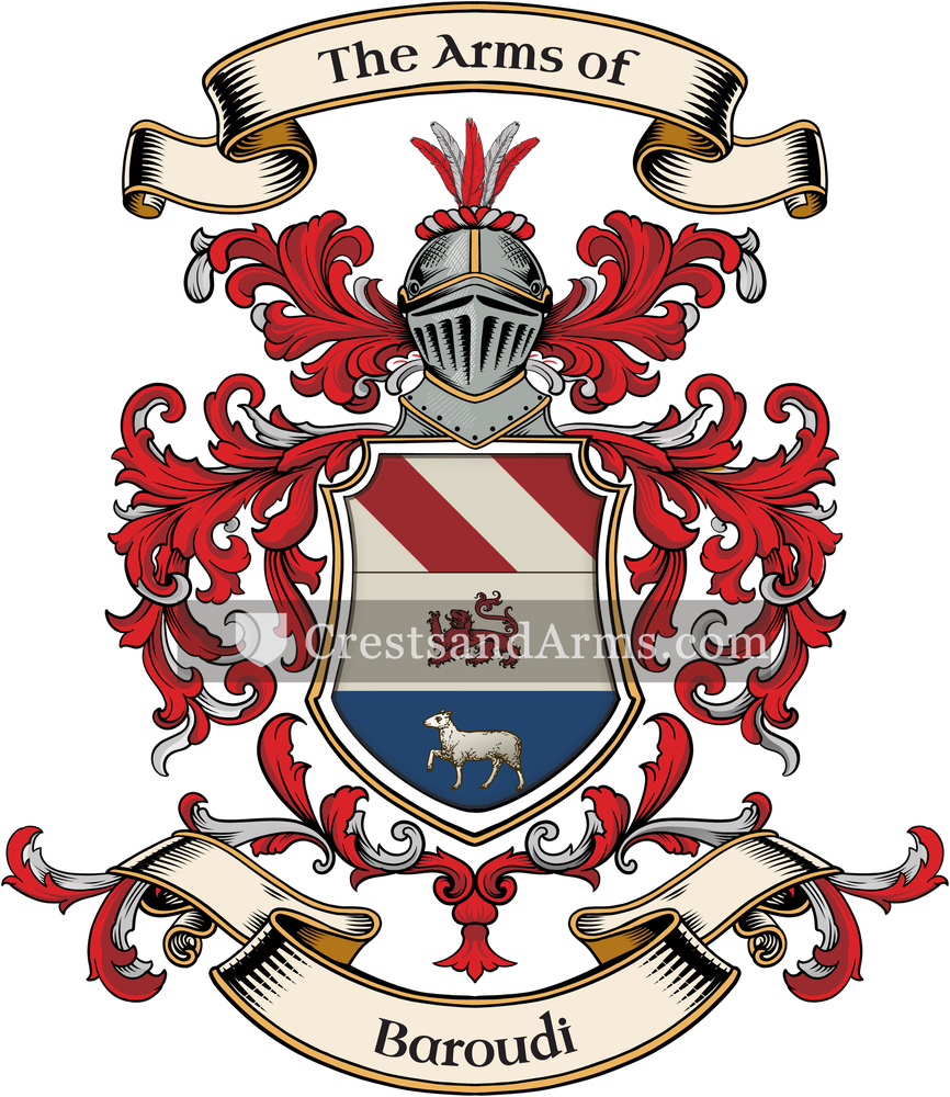 The Baroudi coat of arms, drawn from the recorded blazon