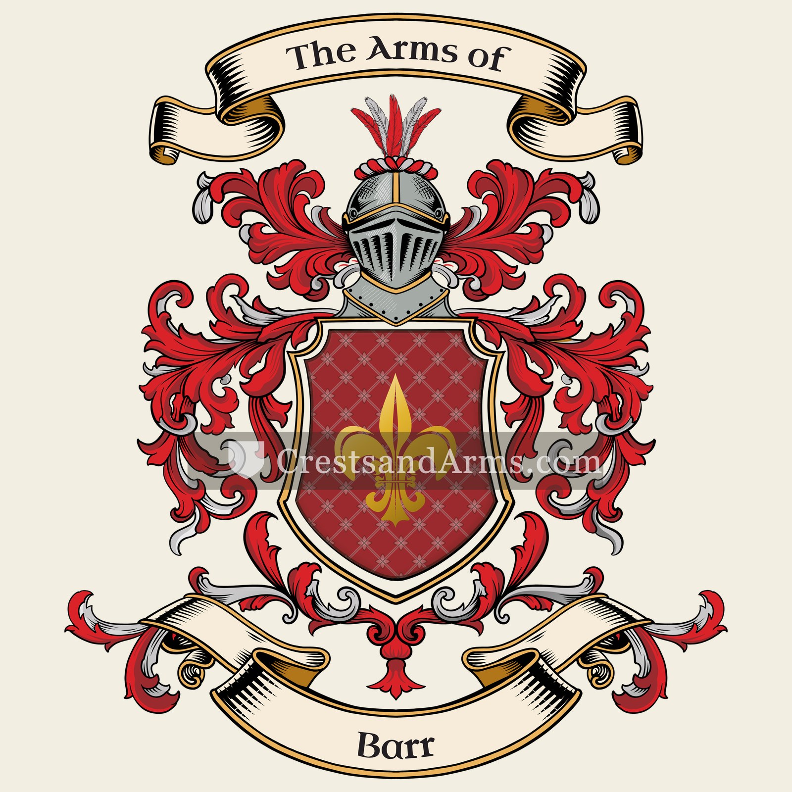 The Barr coat of arms, drawn from the recorded blazon